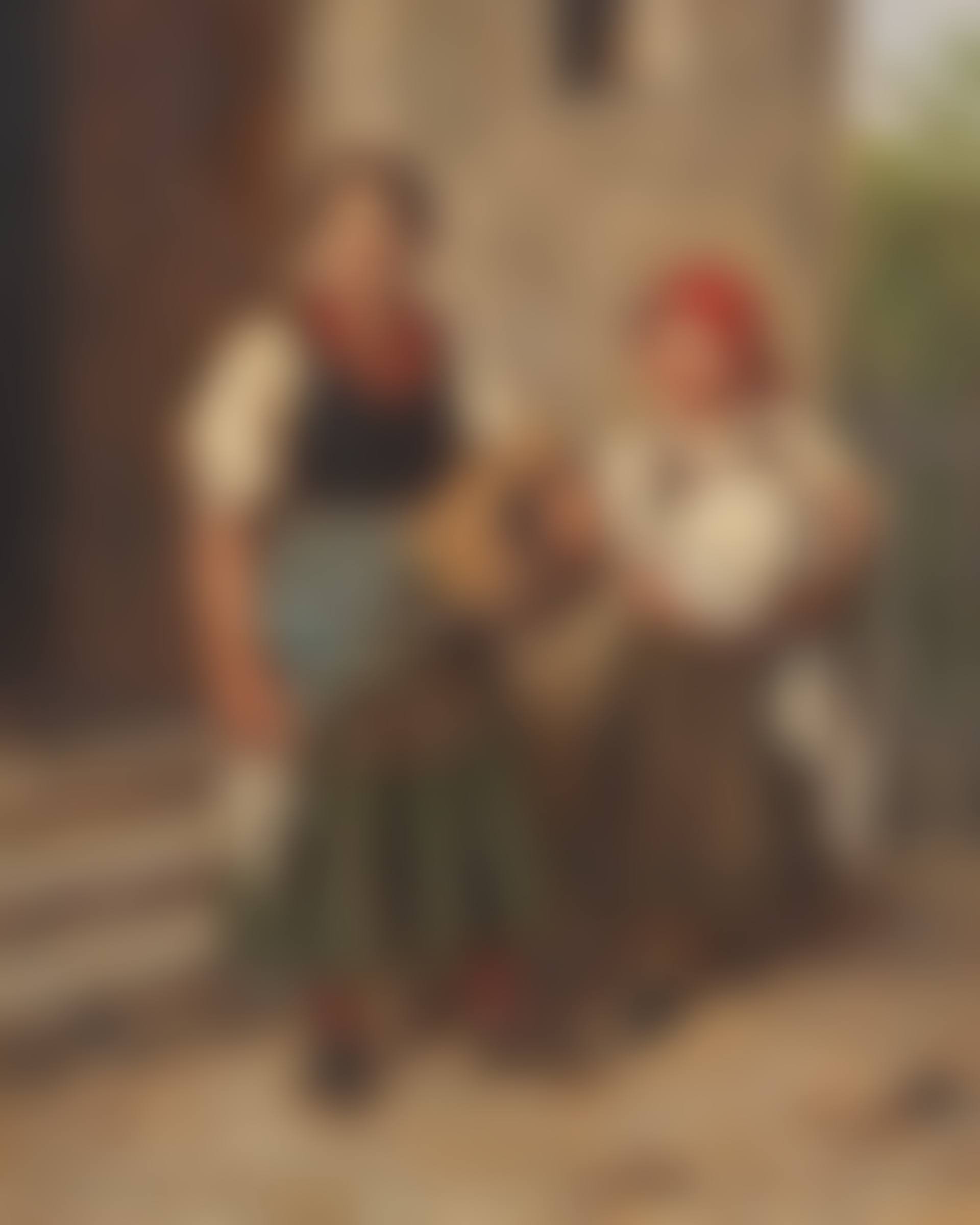 Bäuerin mit Dirndl vor dem Waschhaus (preview)