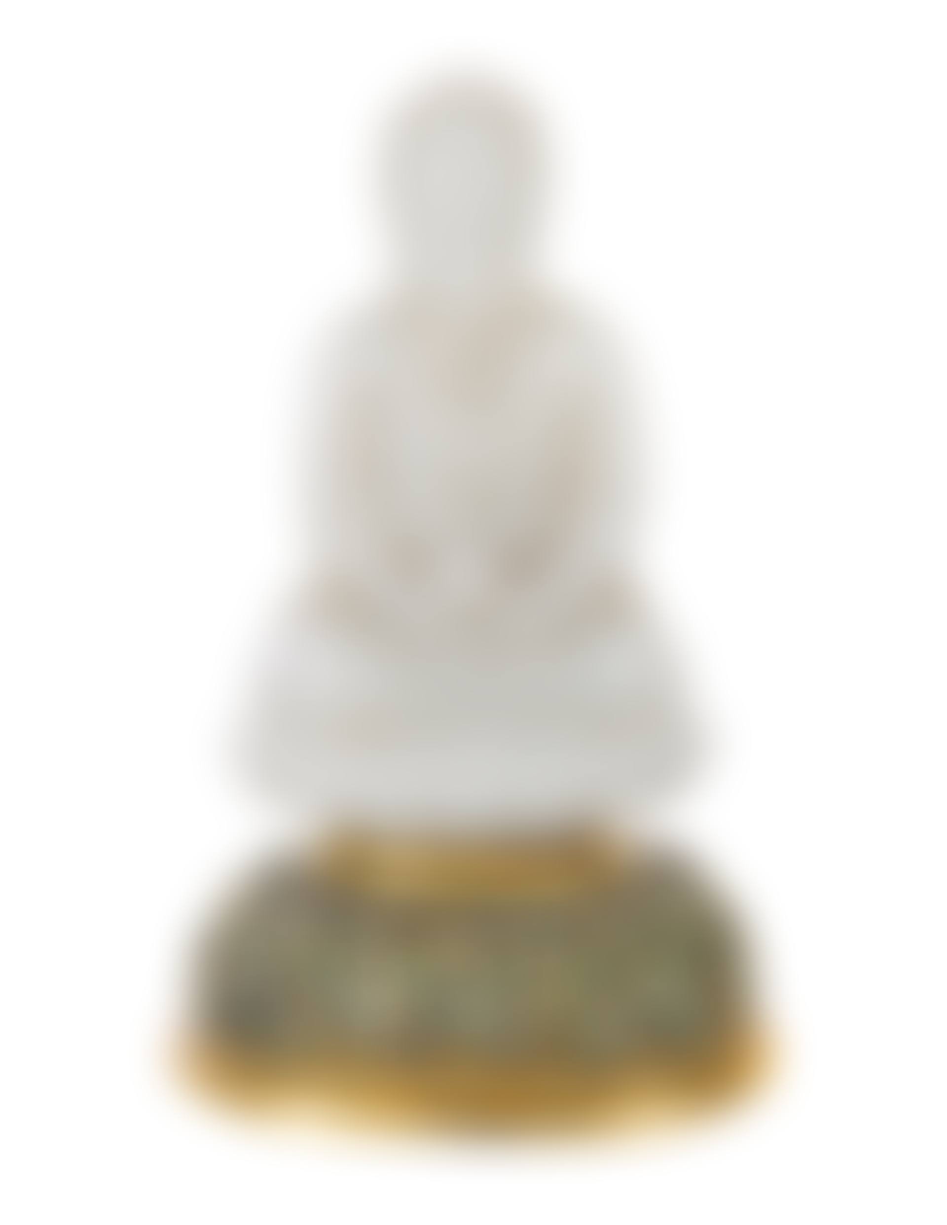A CHINESE WHITE Jade FIGURE OF BUDDHA SHAKYAMUNI WITH GILT Bronze AND ENAMEL BASE (preview)