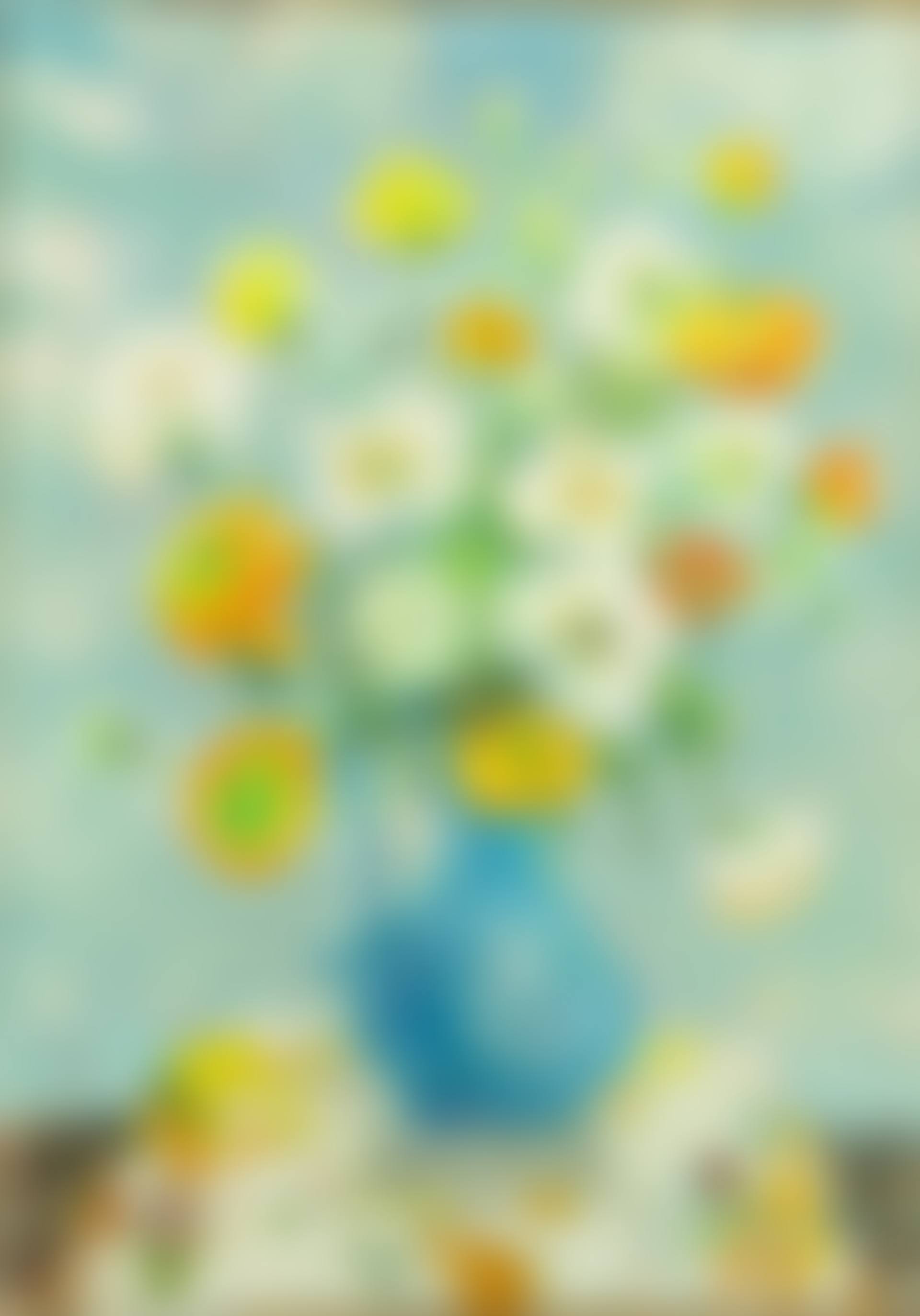 Vase bleu avec bouquet de fleurs (preview)