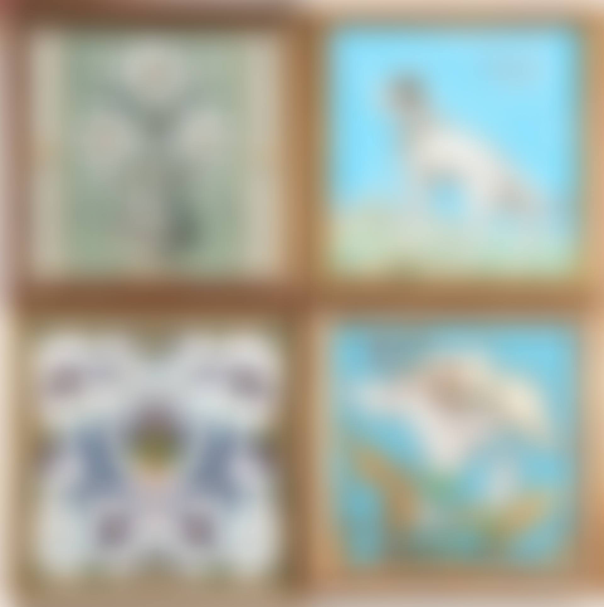 A Dog Tile and Three Floral Tiles (preview)
