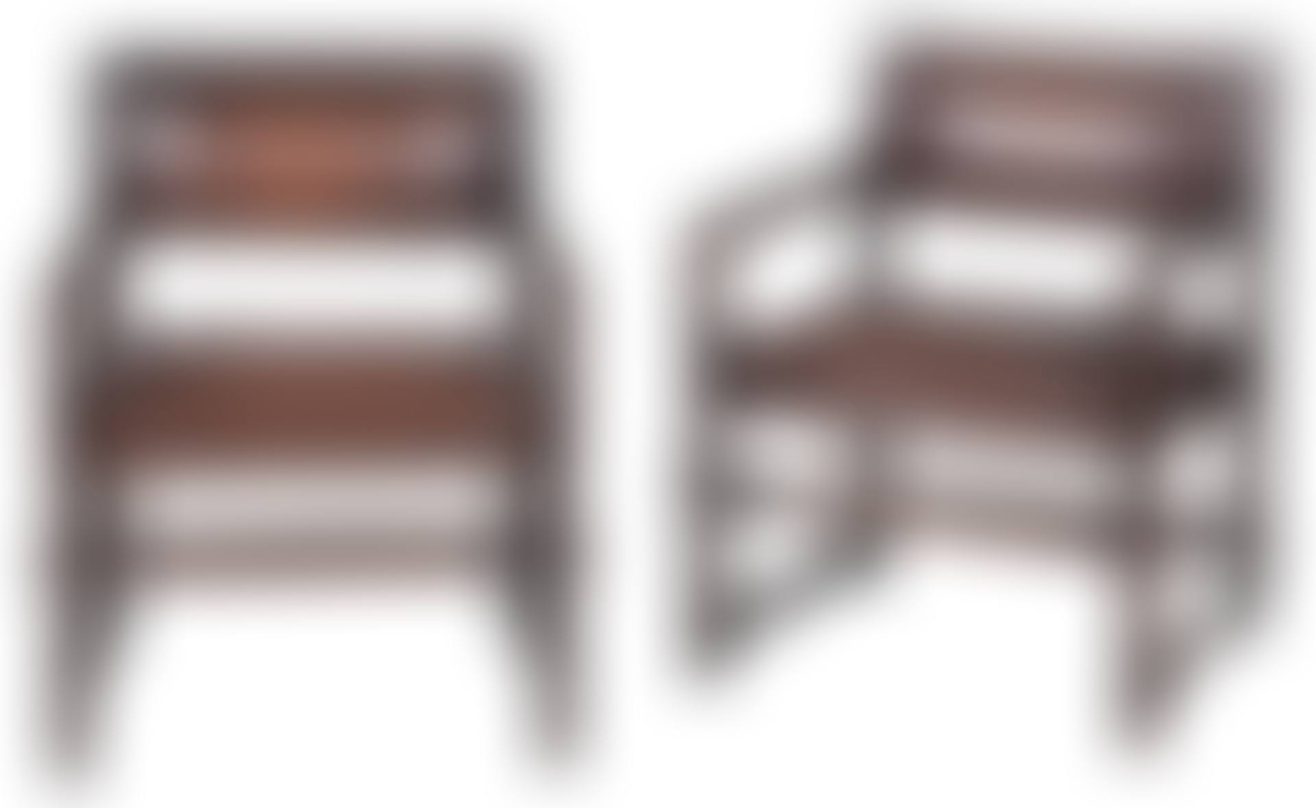 Pair of Edward Wormley Leather Upholstered Dark Stained Wood Janus Armchairs (preview)