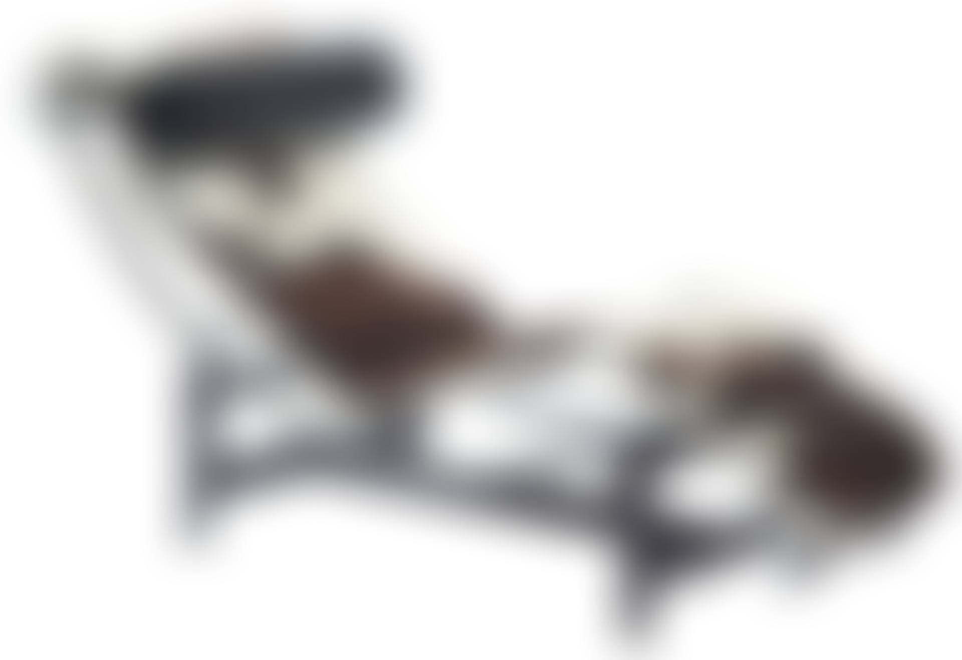 Le Corbusier Stainless and Black Enamel Steel and Hide LC4 Chaise Longue (preview)