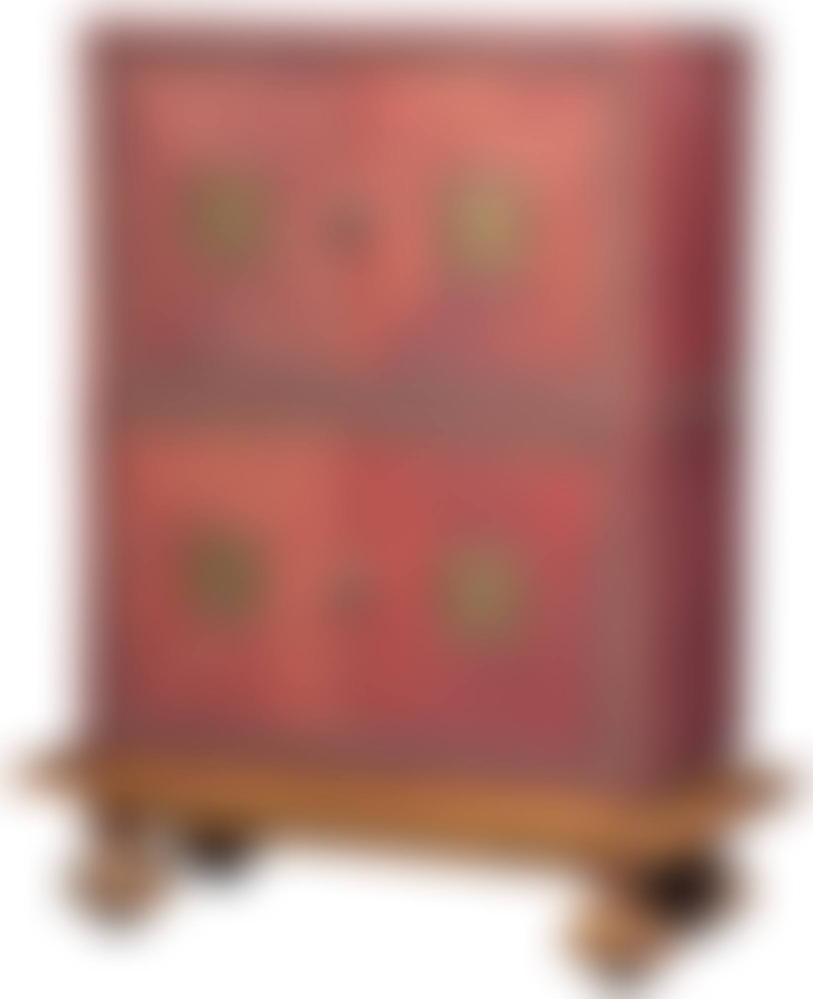 Red Leather Clad, Bronze-Mounted, Maple and Walnut Cabinet (preview)