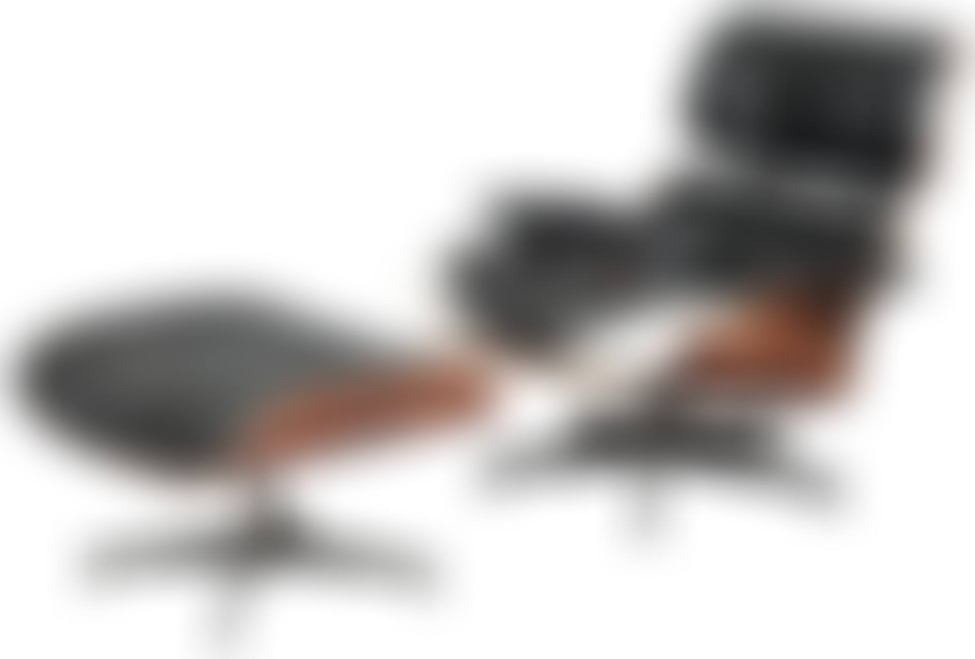 Black Leather Upholstered Rosewood Lounge Chair #670 and Ottoman #671 (preview)