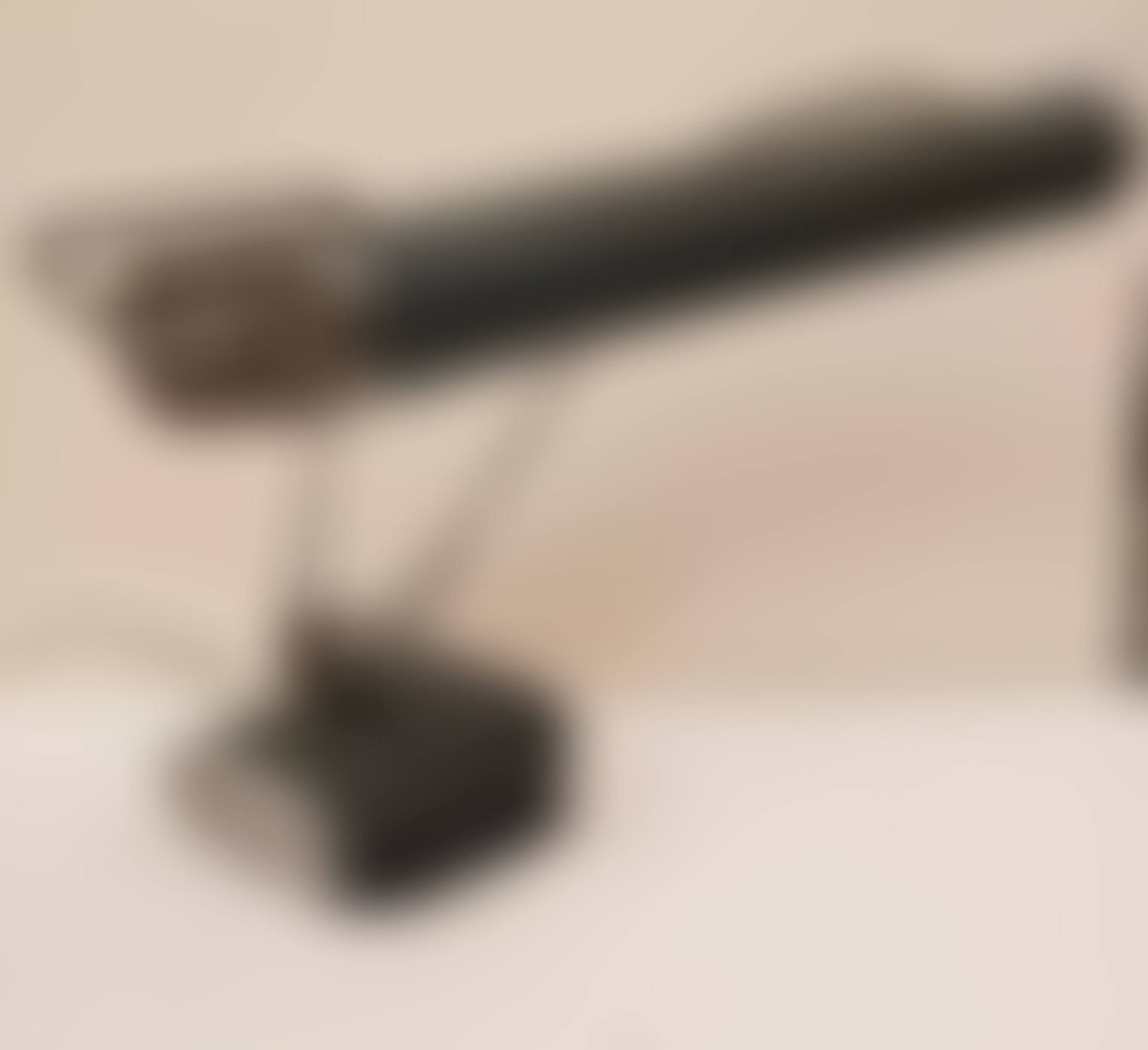 Lamp in chromed tubular metal and gray corrugated sheet metal with large rectangular reflector (preview)