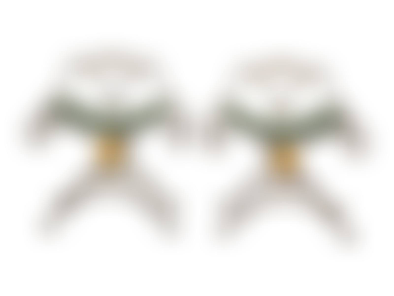 A Pair of Painted and Parcel Gilt Iron Curule Stools with Tufted Cushions (preview)