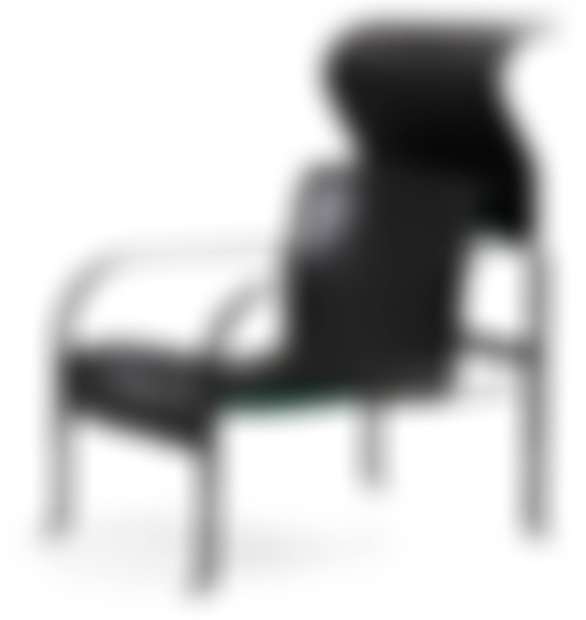 A John Kandell black lacquered metal and black leather easy chair, "Singel" (preview)
