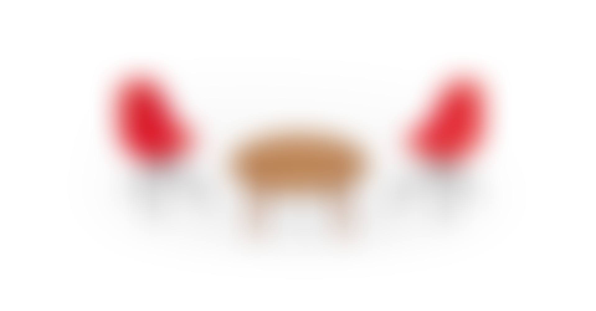 THREE VITRA DESIGN MUSEUM MINIATURES; "CTW" table in natural; "DSR" chairs in red (preview)