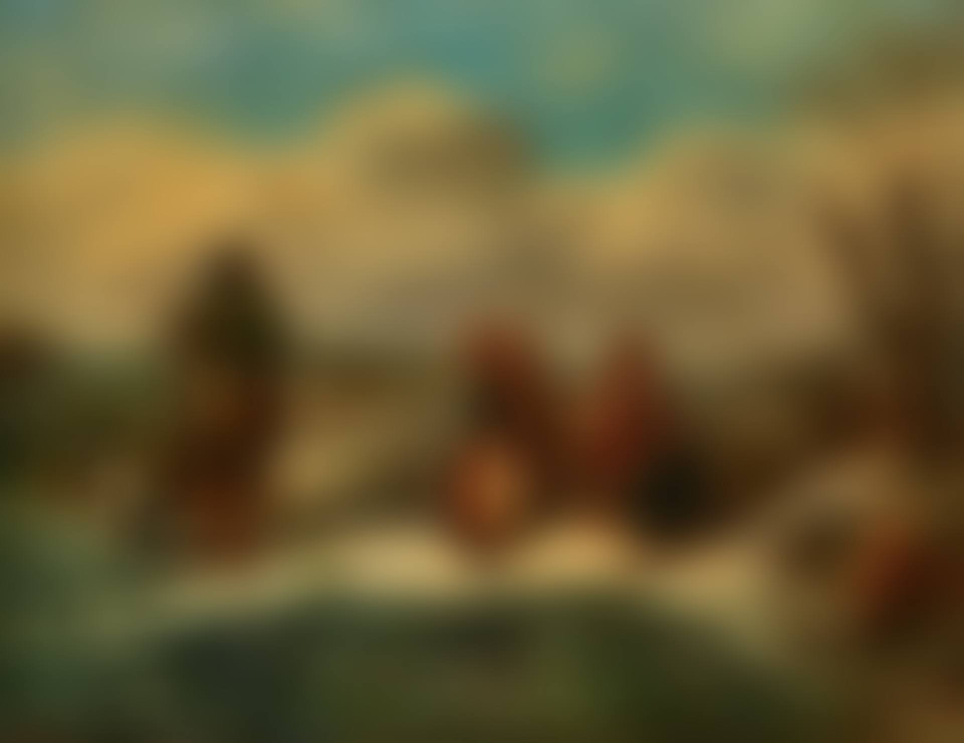Winter landscape with hunter and resting family (preview)