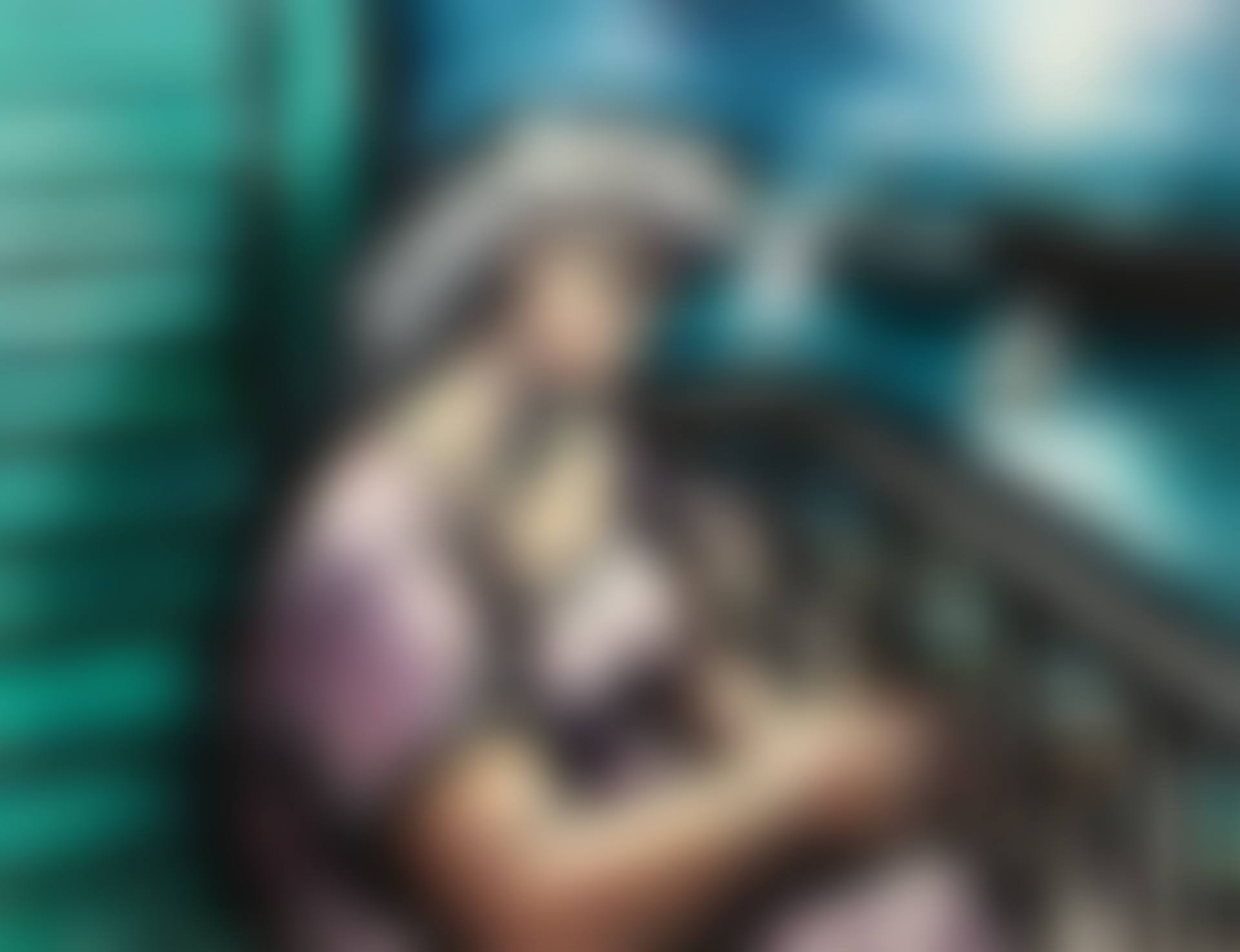 Au balcon, jeune femme aux cheveux blancs (preview)