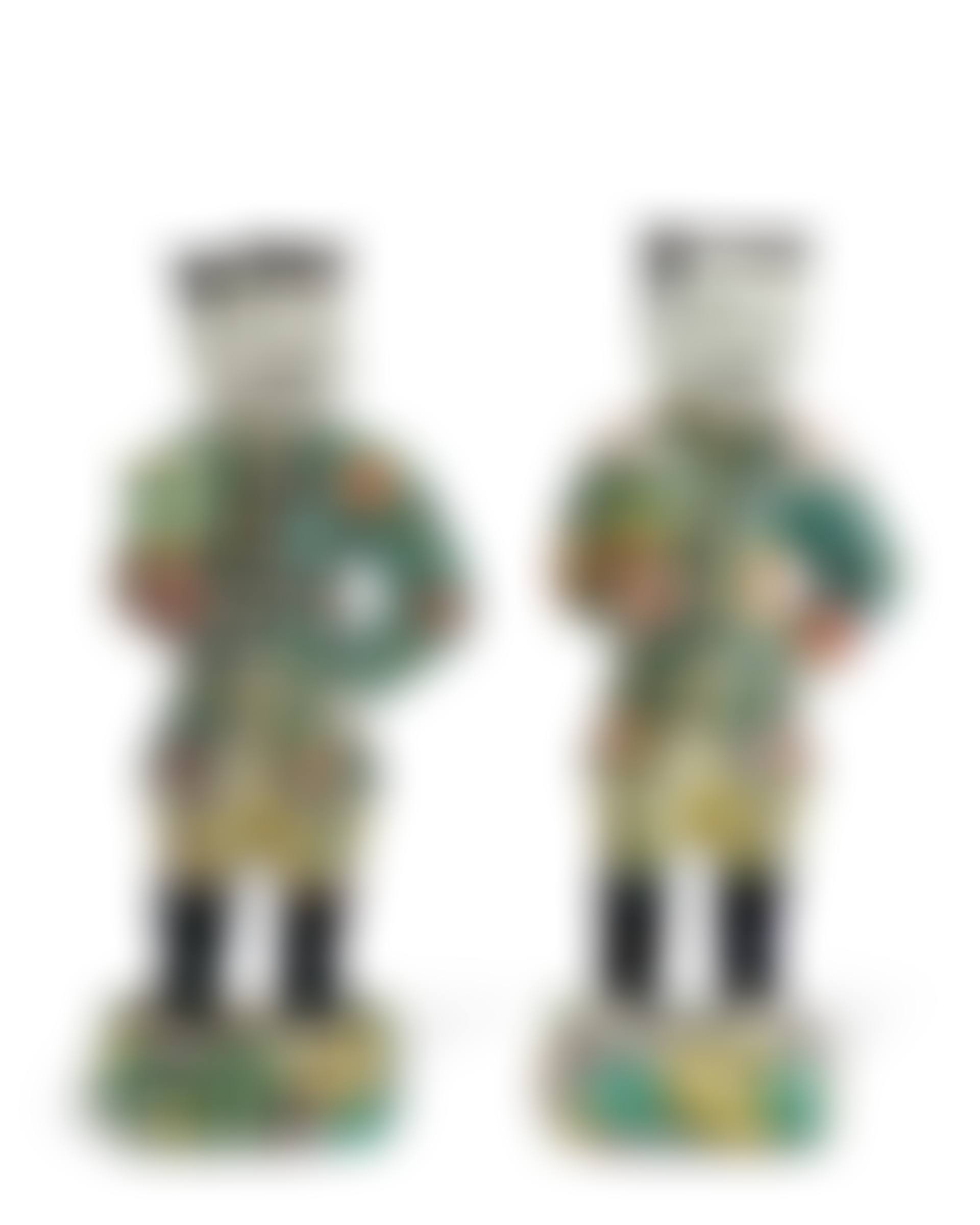 A PAIR OF CHINESE EXPORT PORCELAIN FAMILLE VERTE FIGURAL CANDLESTICKS (preview)