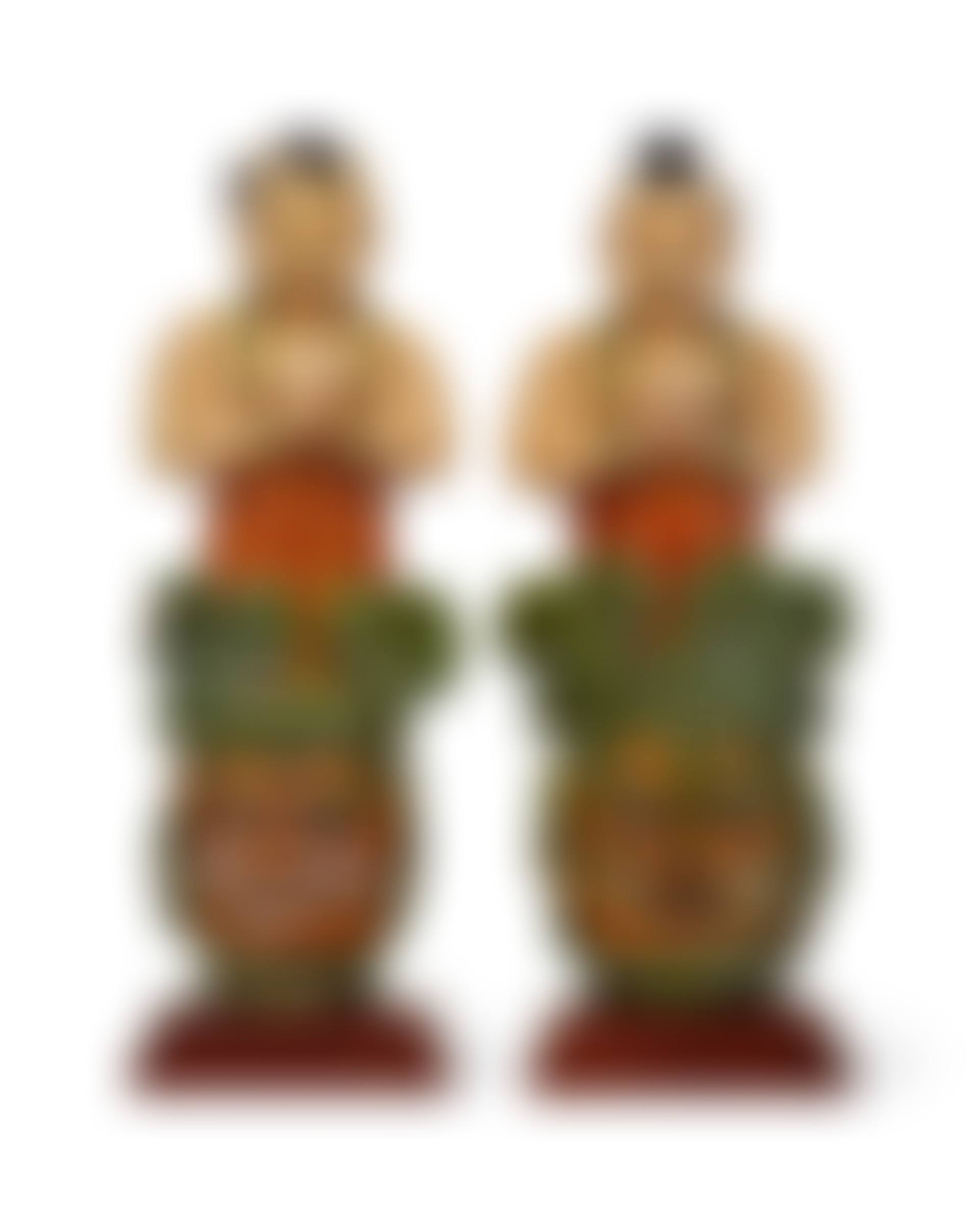 A PAIR OF LARGE CHINESE SANCAI-GLAZED POTTERY FIGURES OF BOYS (preview)