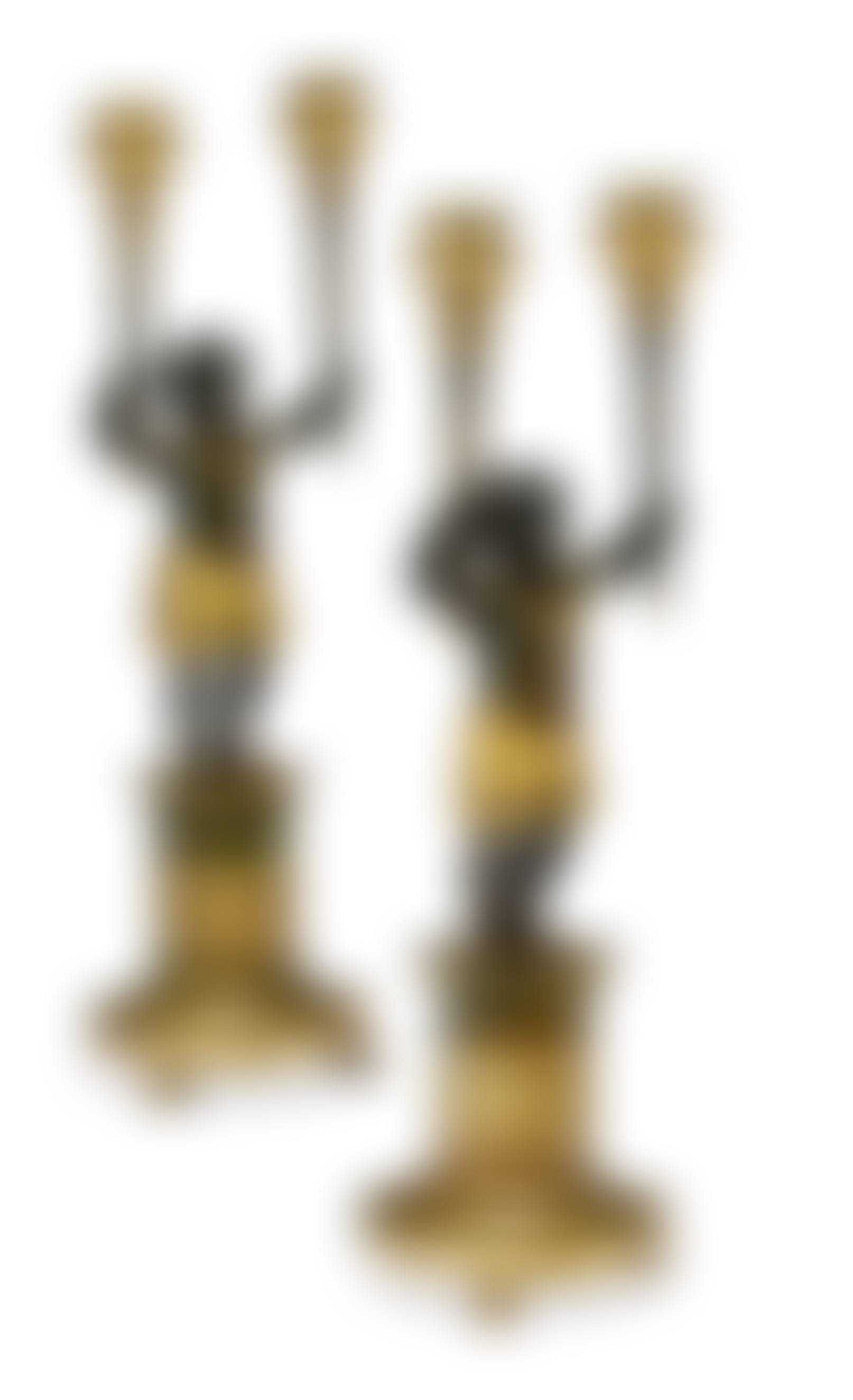 A PAIR OF DIRECTOIRE ORMOLU AND PATINATED BRONZE TWIN-BRANCH CANDELABRA (preview)