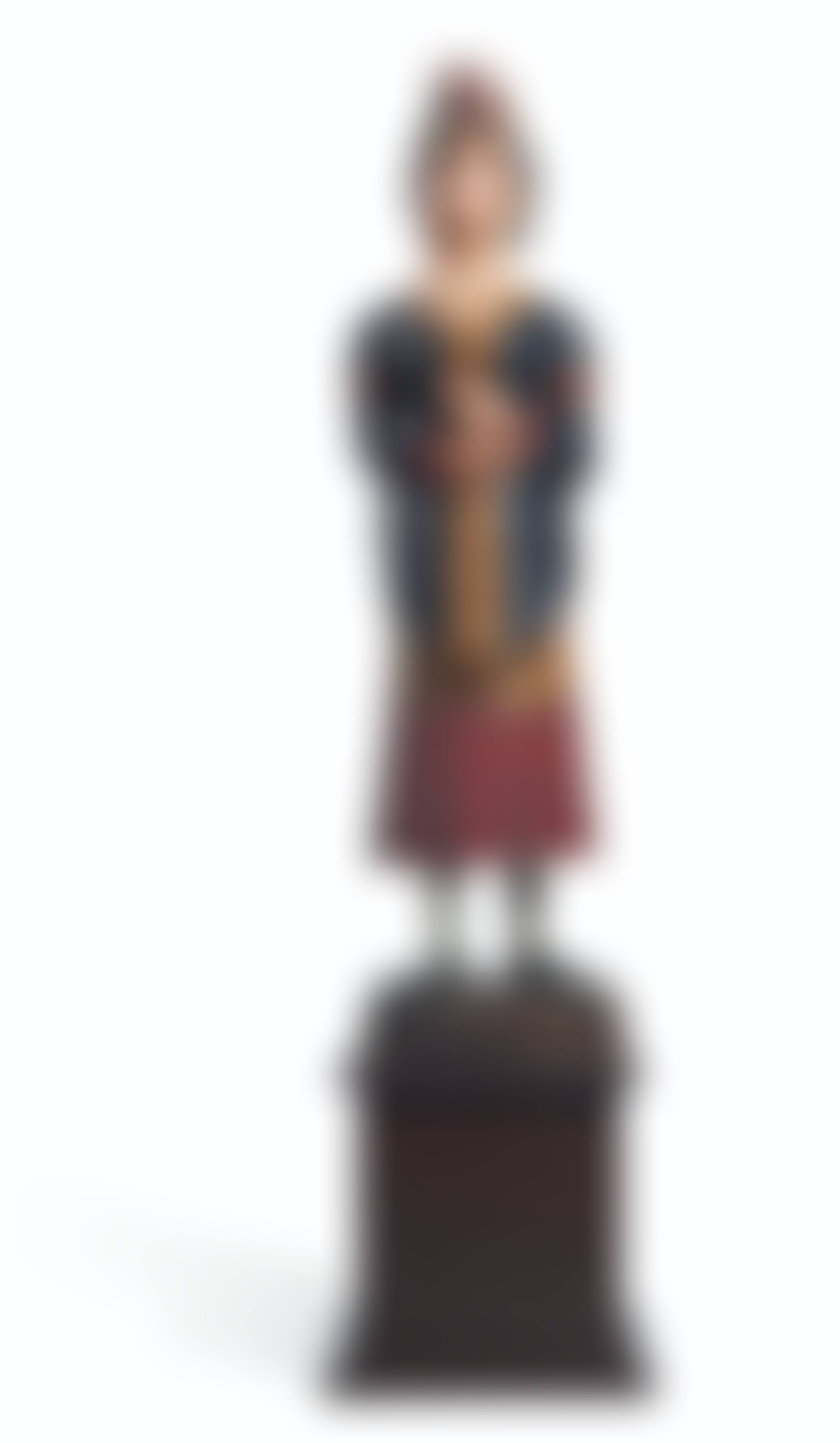 A CARVED AND POLYCHROME PAINT-DECORATED CIGAR STORE FIGURE OF A 'GIRL OF THE PERIOD' (preview)