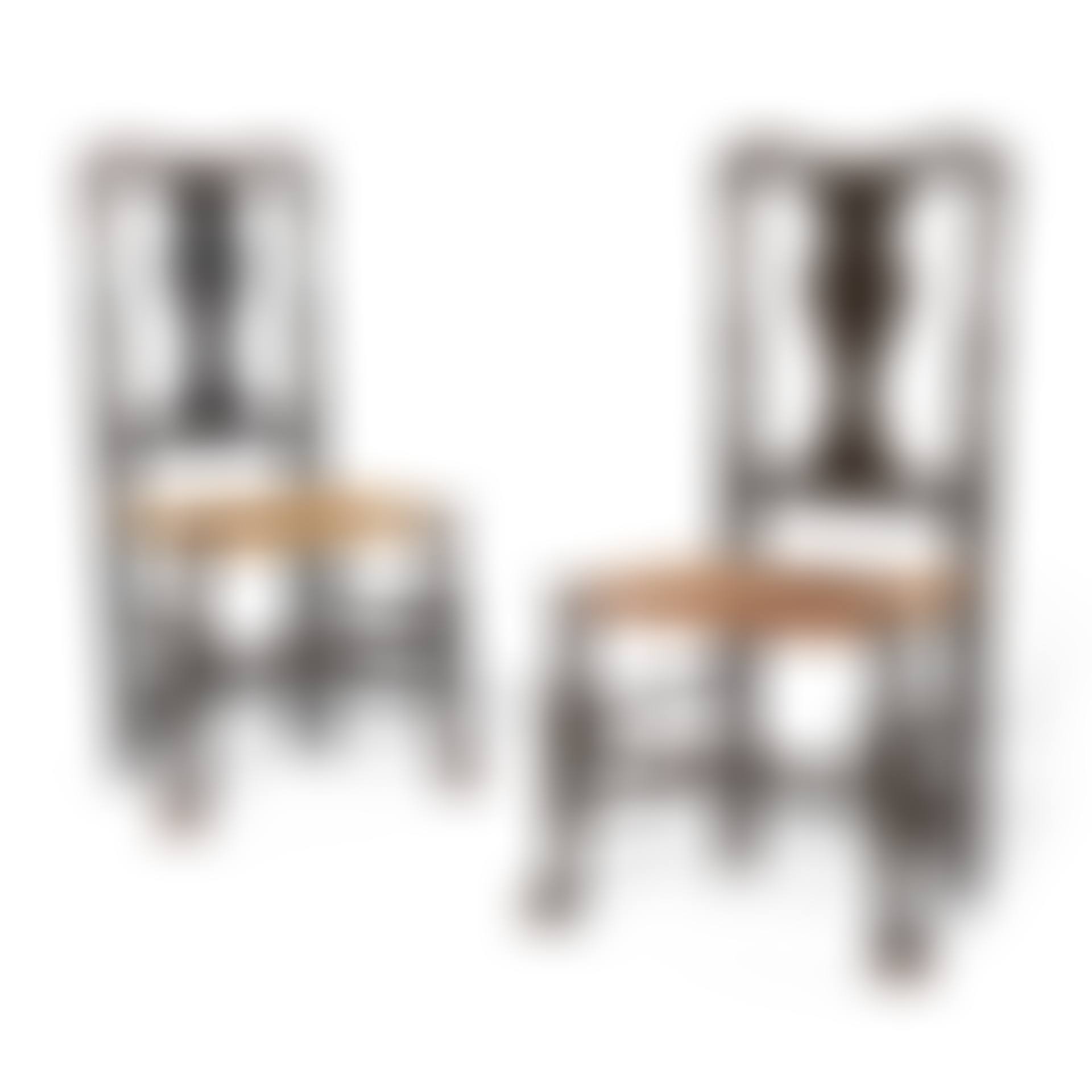 A PAIR OF QUEEN ANNE BLACK-PAINTED MAPLE RUSH-SEAT SIDE CHAIRS (preview)