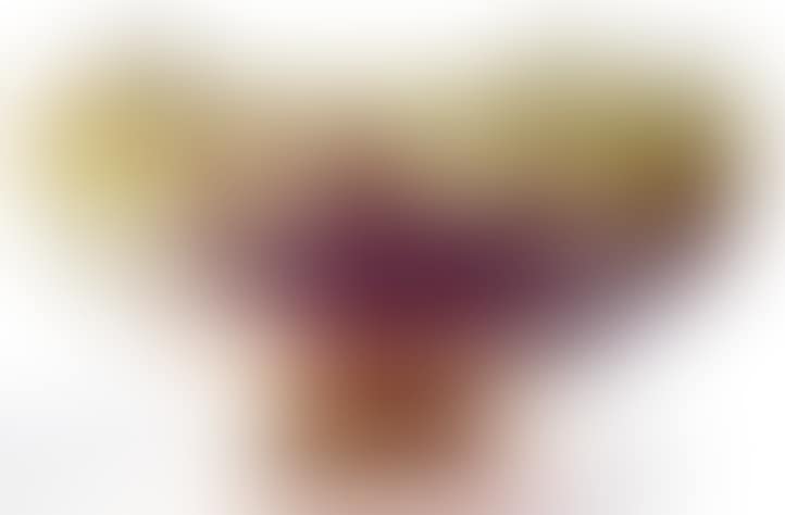 Multilayer glass bowl decorated with purple flowers on a yellow background (preview)