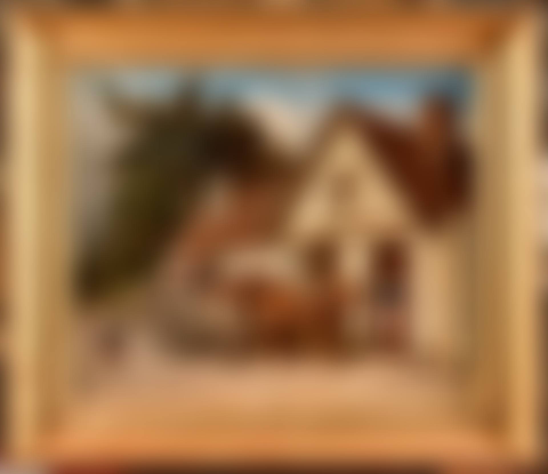 The stop of the cart in front of a farm (preview)