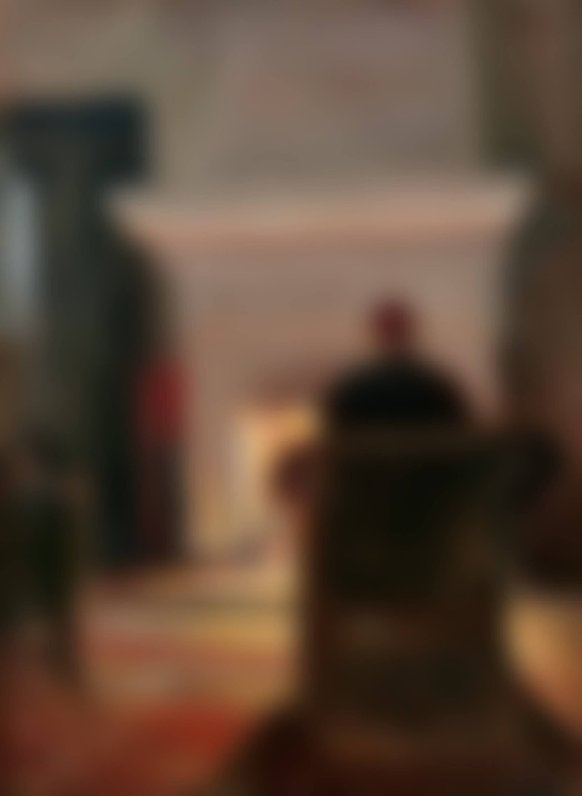 Interior with Holger Drachmann at the fireplace in Villa Pax, Skagen (preview)