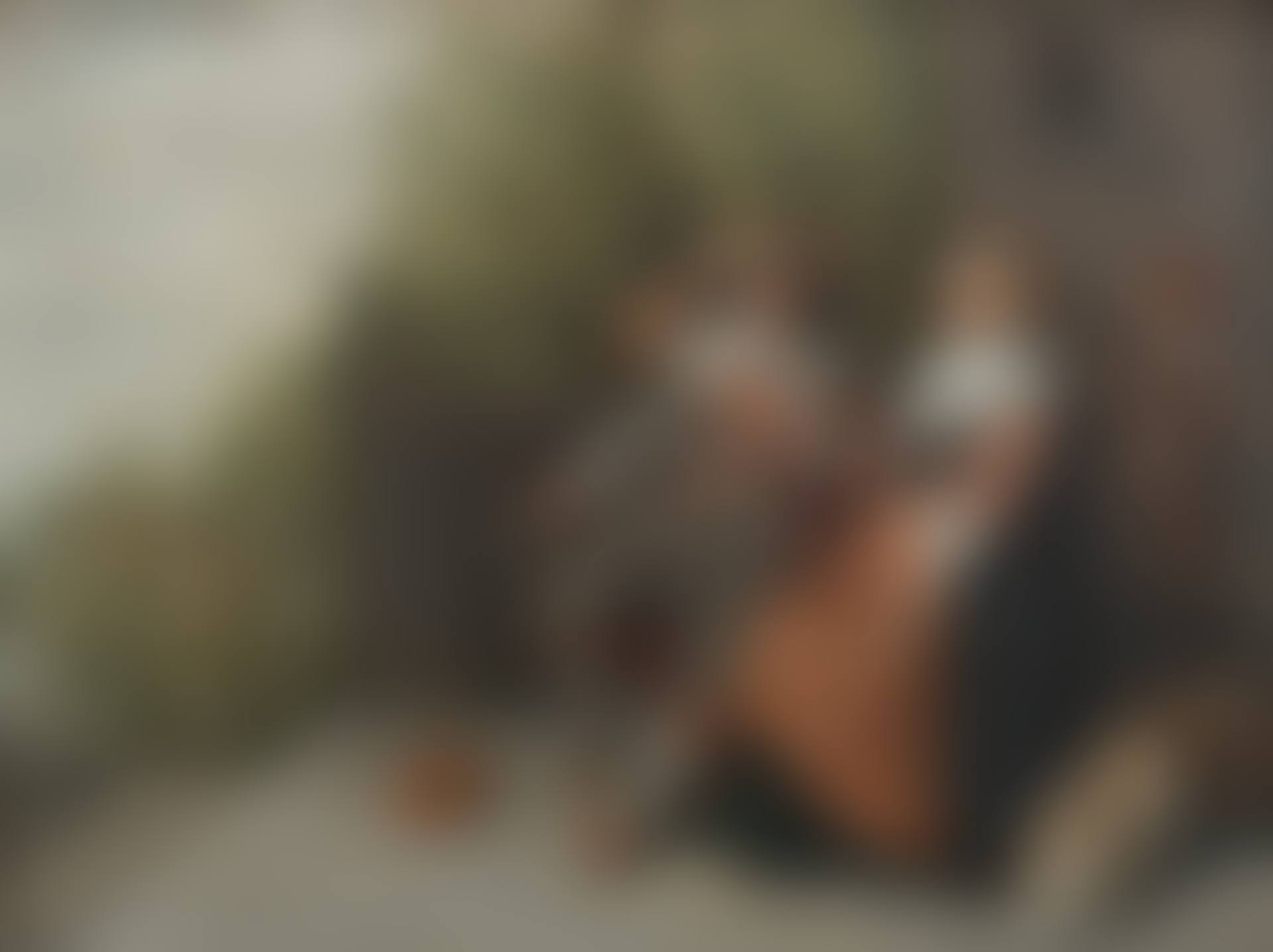 An elegant couple seated on a riverside terrace with a serving boy (preview)