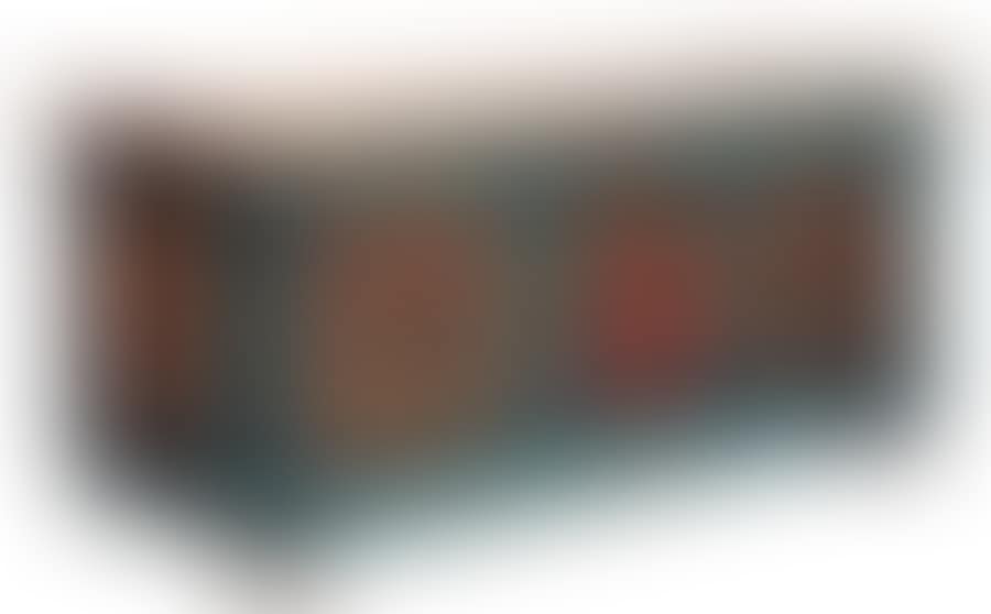 Large wooden chest painted with a biblical scene and flower vases (preview)