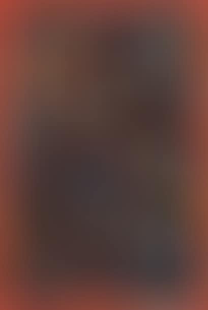 Abstract red, blue composition on a brown background (preview)
