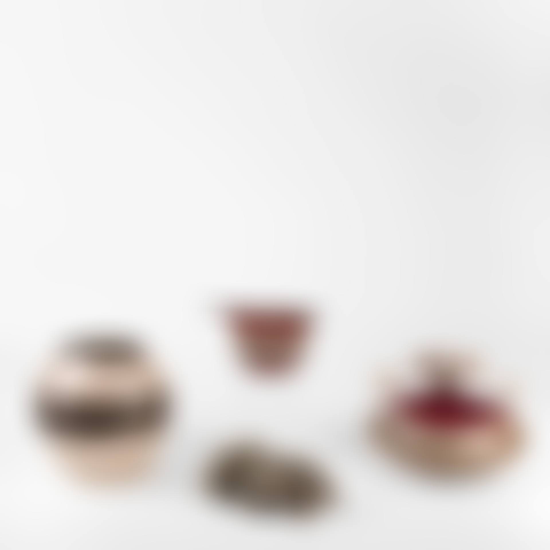Group of Four: Three Glass Bowls + Carved Stone Oxen (preview)