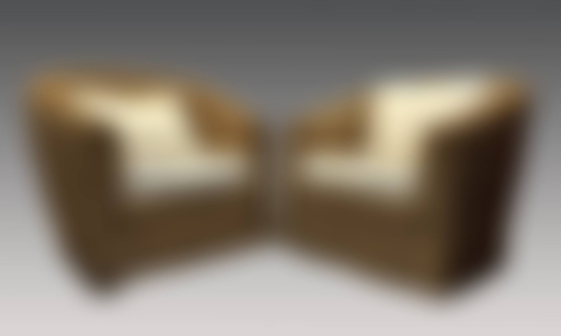 Pair of large rattan armchairs filled with cushions (preview)