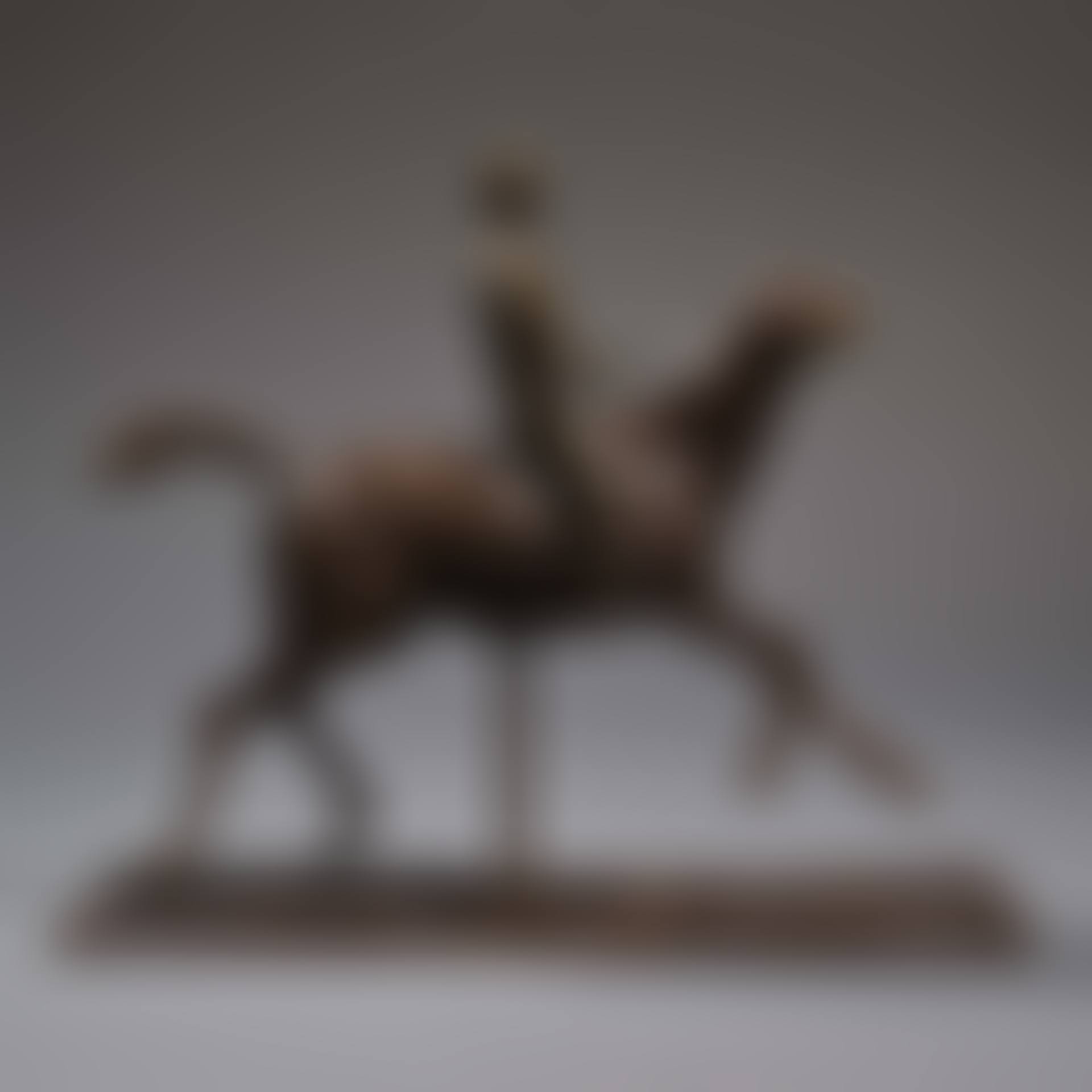 Galloping horse turning head to the right with its jockey (preview)
