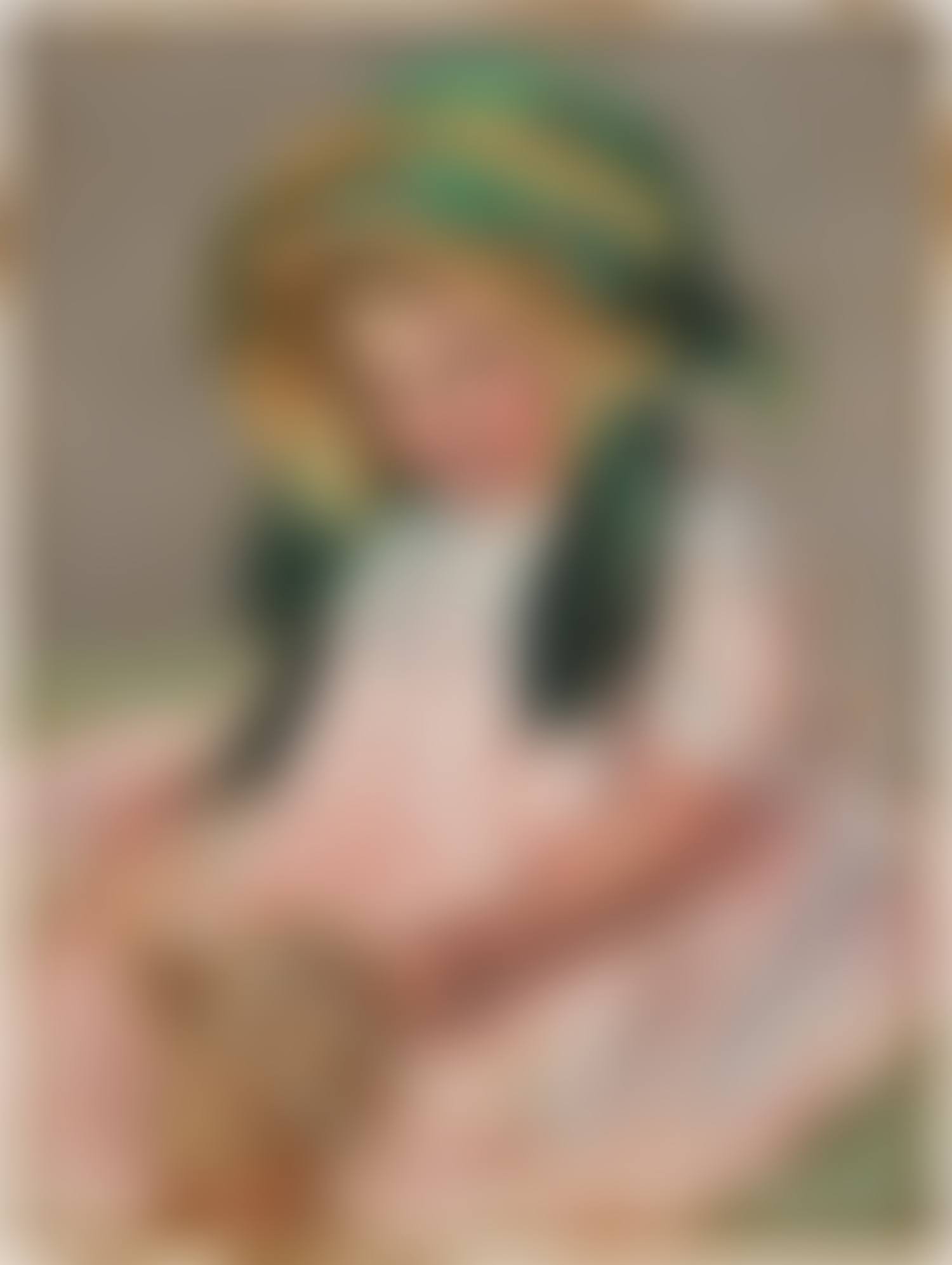 Sara, with Bonnet Streamers Loose, Feeding Her Dog (preview)