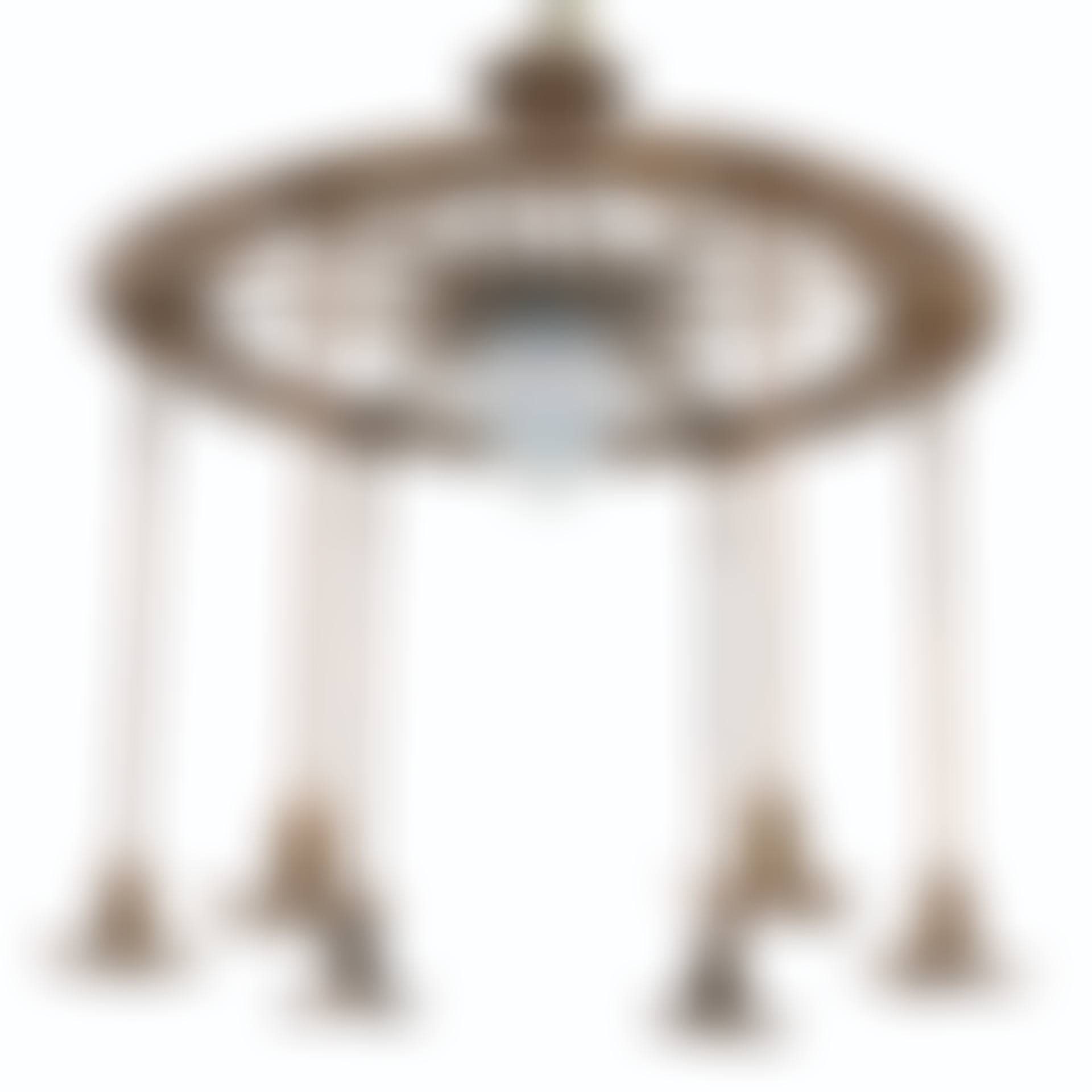AN AUSTRIAN HAMMERED BRASS AND OPALINE GLASS CHANDELIER  (preview)