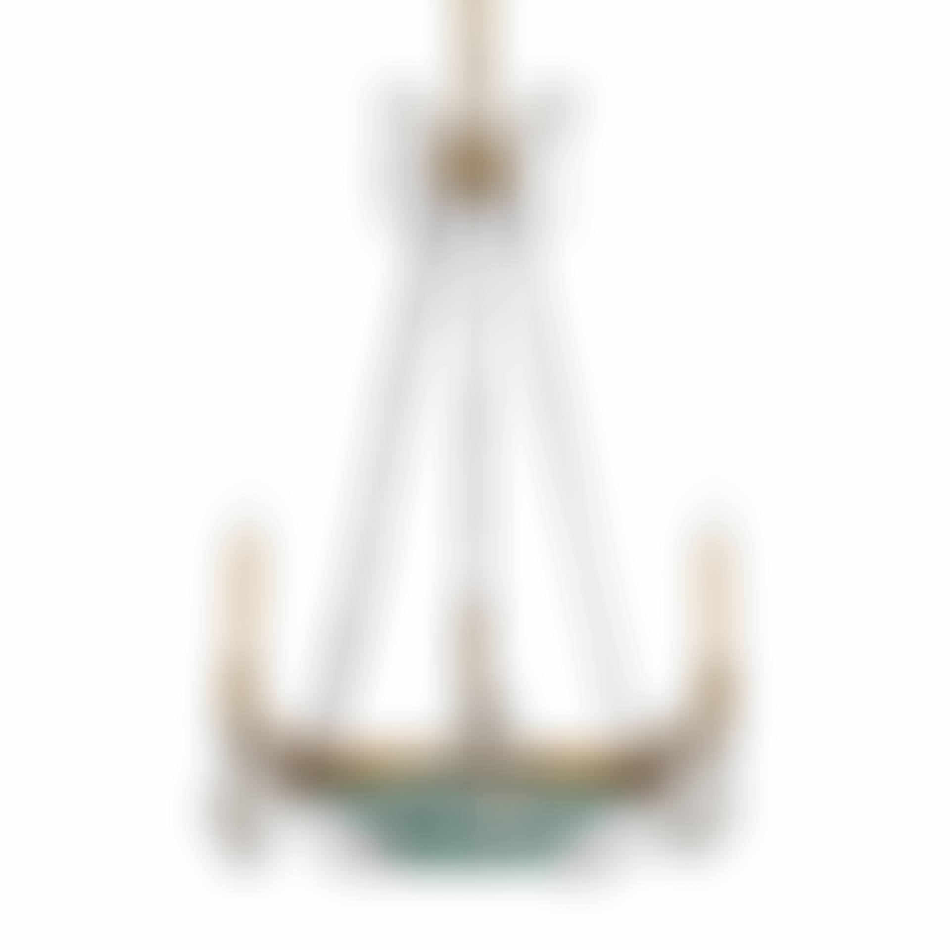 A NEOCLASSICAL ORMOLU, CERAMIC AND CUT-GLASS THREE-LIGHT CHANDELIER  (preview)