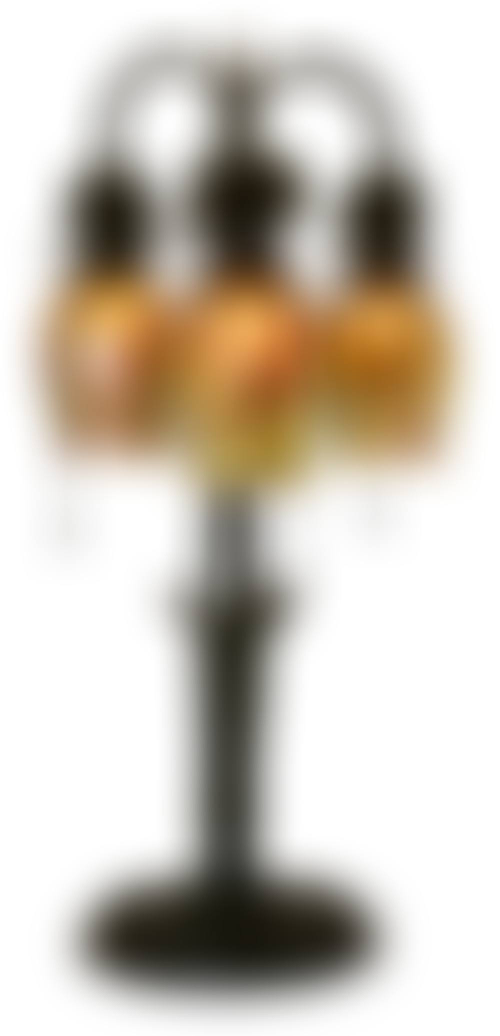 American Patinated Metal Table Lamp with Three Tiffany Studios Favrile Glass "Tulip" Shades (preview)