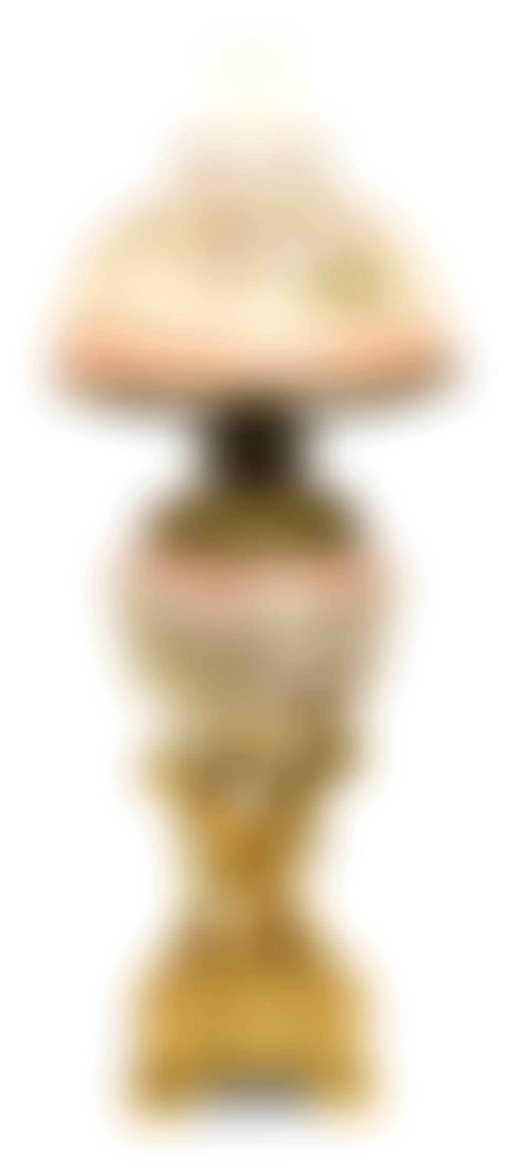 American Gilt Metal & Hand-Painted Glass Figural Oil Lamp (preview)