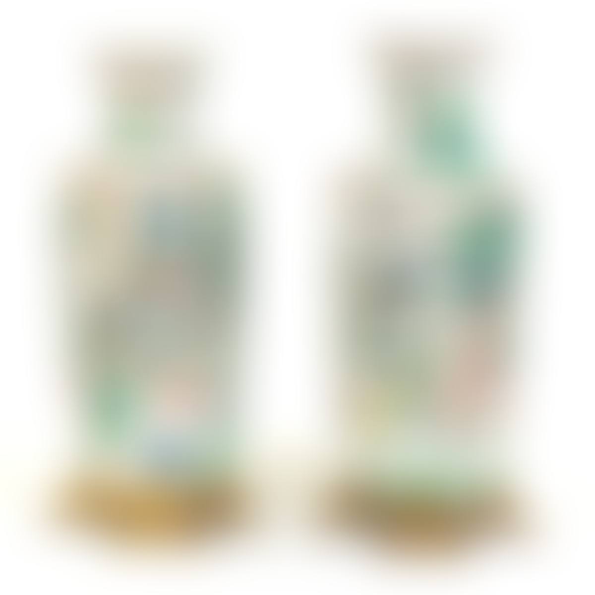 Near Pair of Kangxi Style Porcelain Famille Vert Palatial Rouleau Vases (preview)