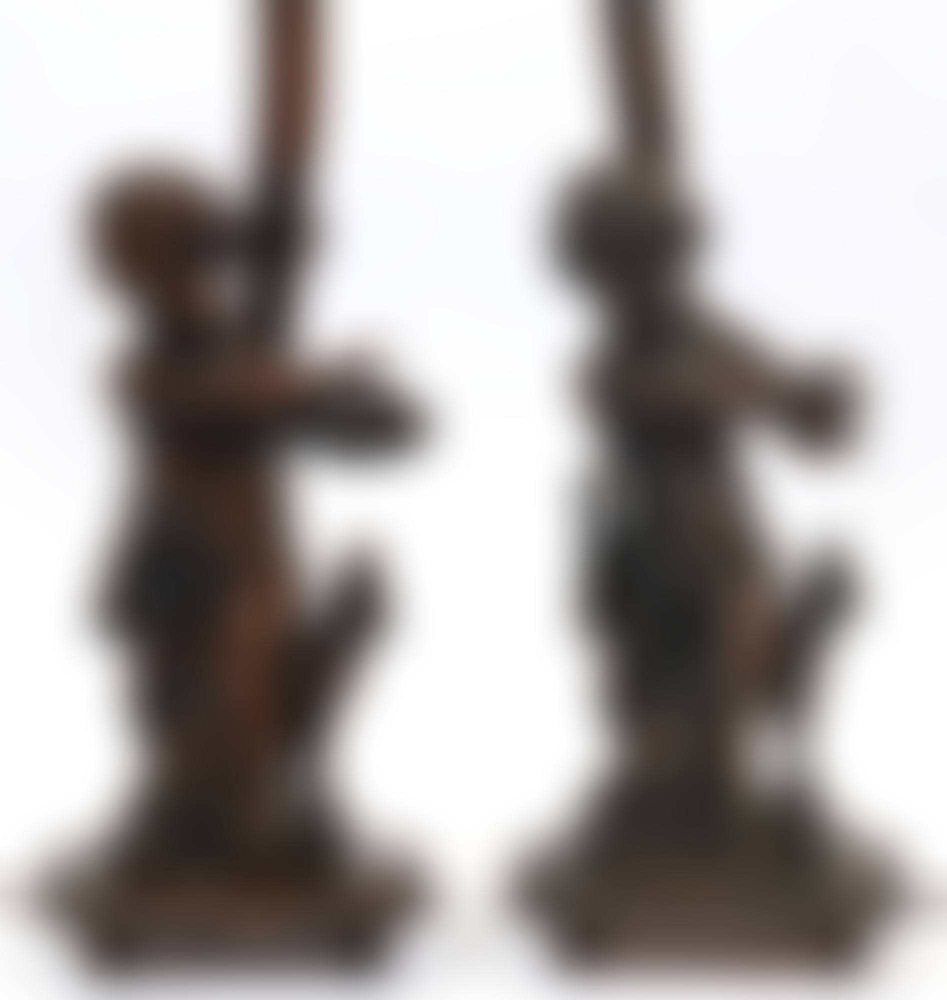 Pair of carved walnut lamps (preview)