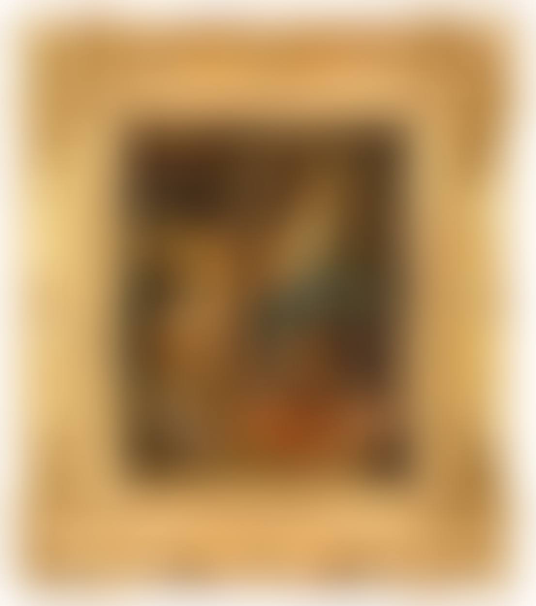 Interior scene with ladies and a dog by a hearth (preview)