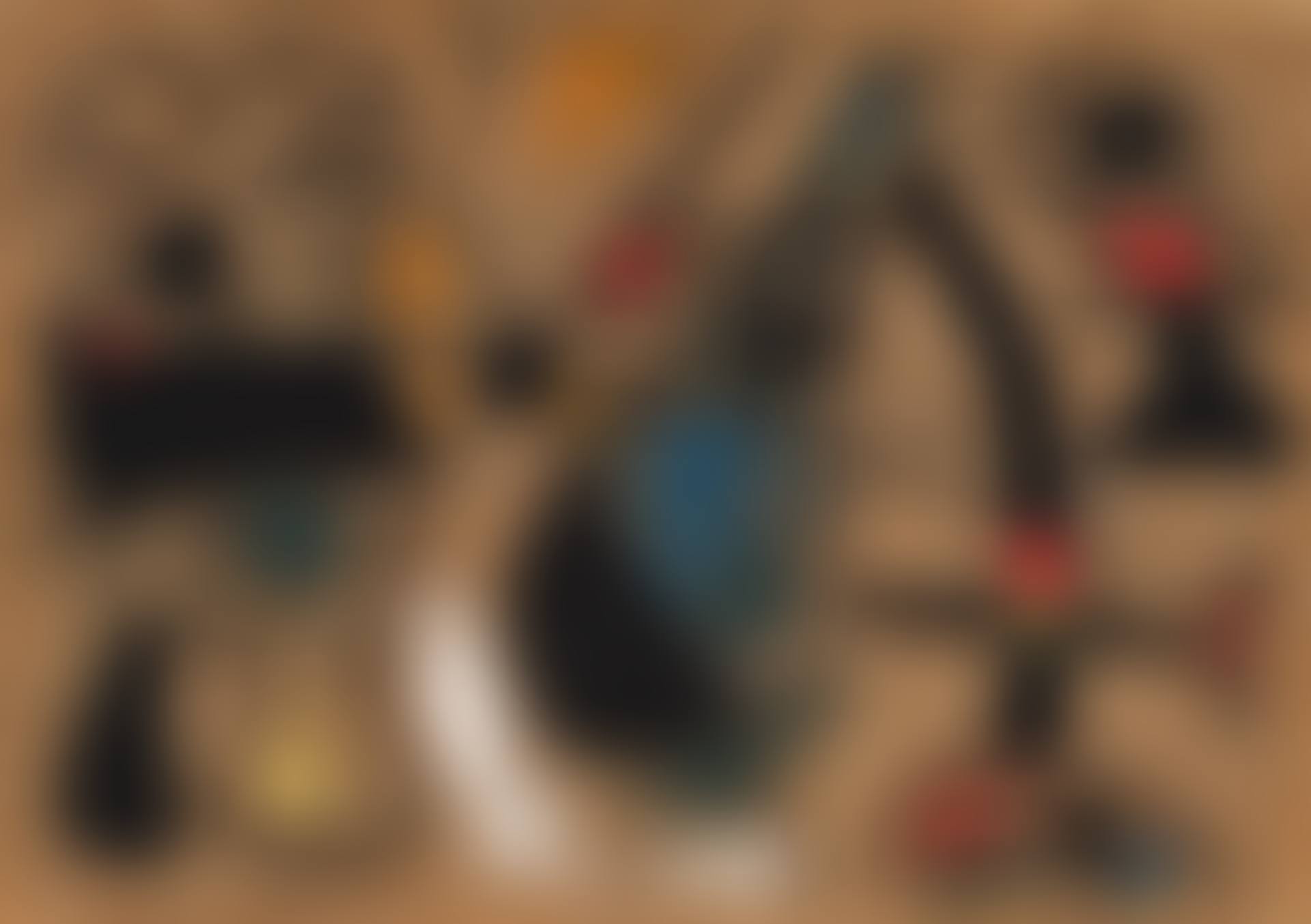 Personnages et oiseau devant le soleil (preview)