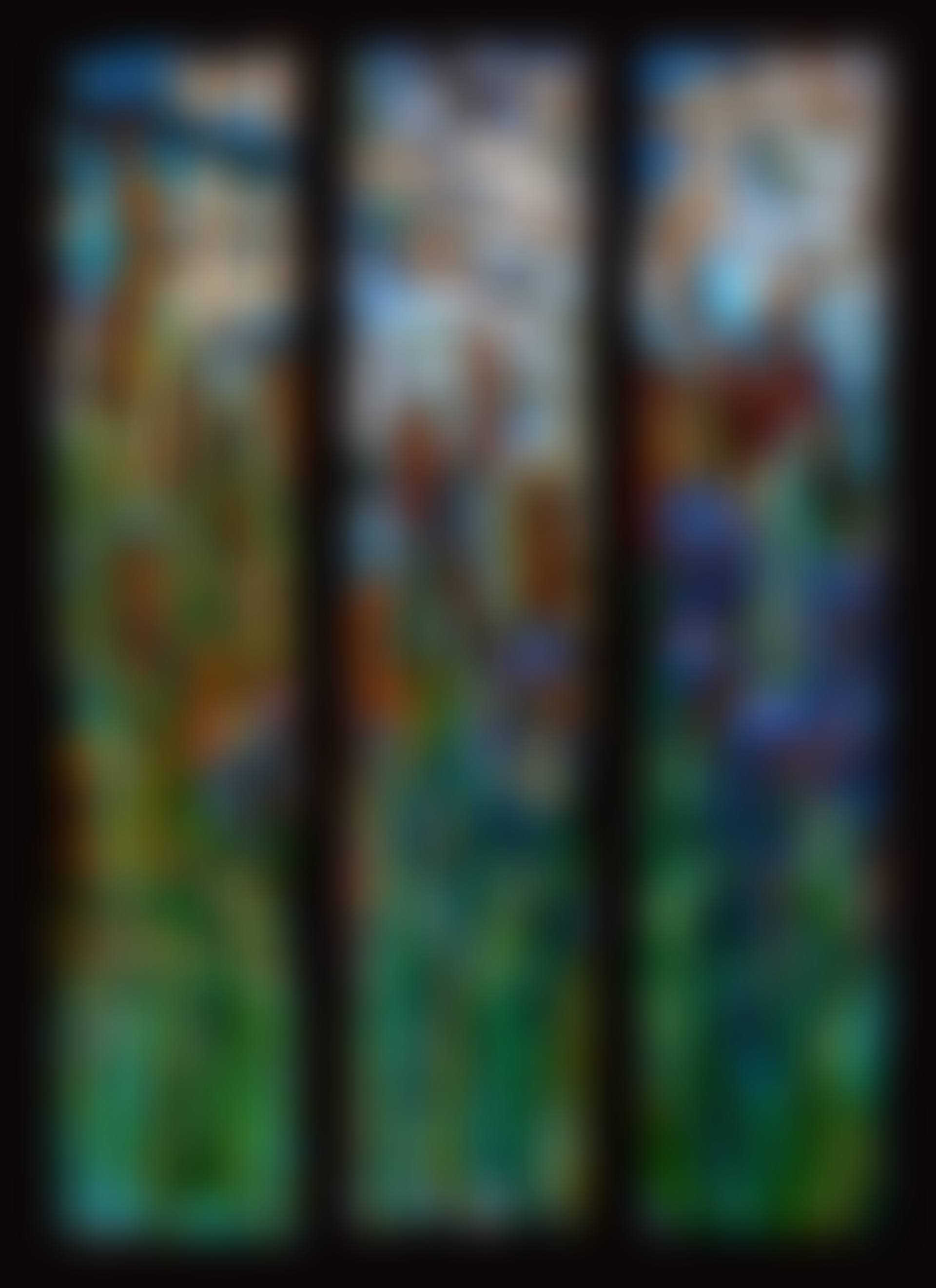 Iris, Cattail and Dogwood Triptych Window (preview)