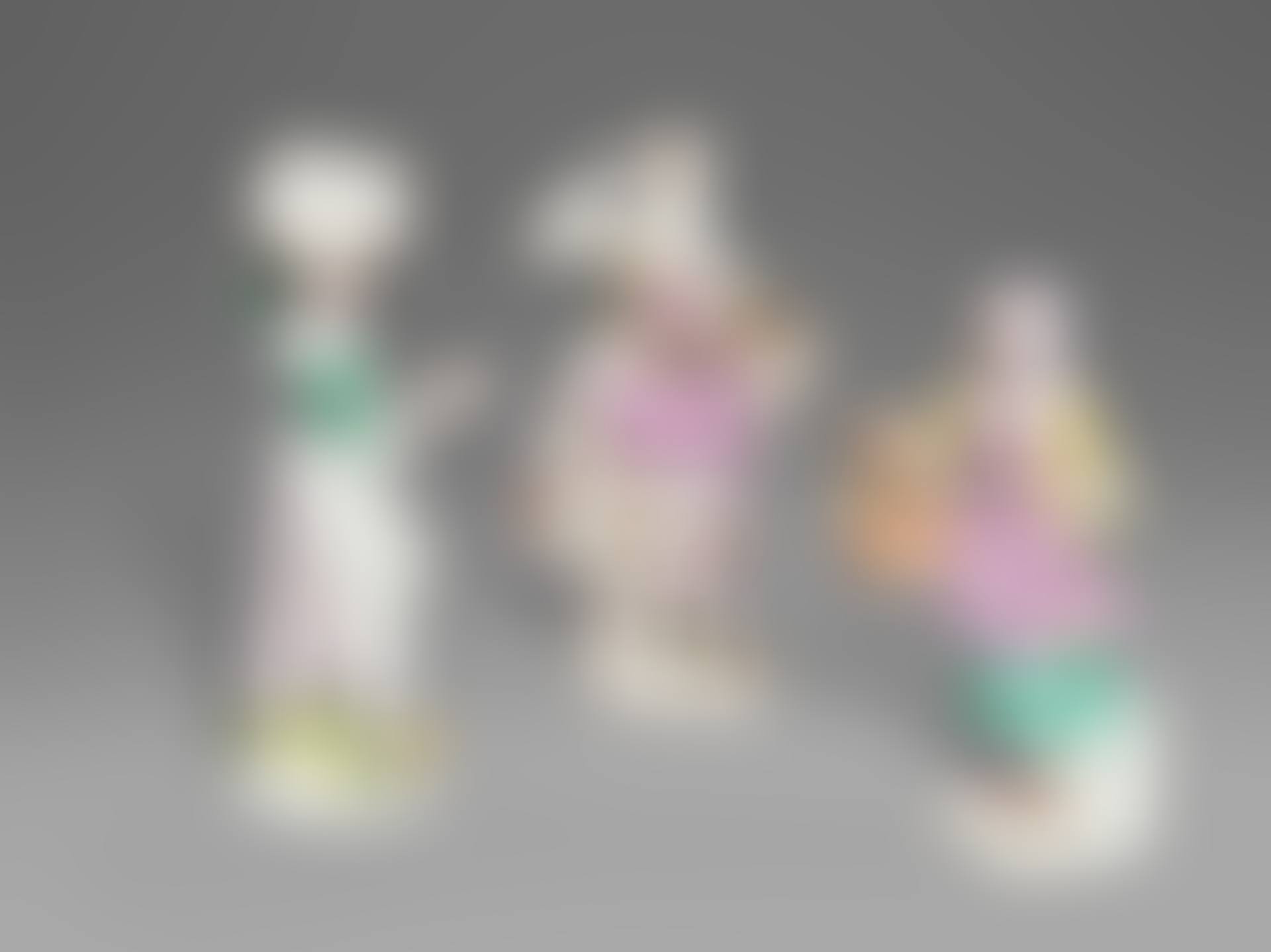 THREE MEISSEN PORCELAIN FEMALE "CRIS DE PARIS" FIGURES (preview)