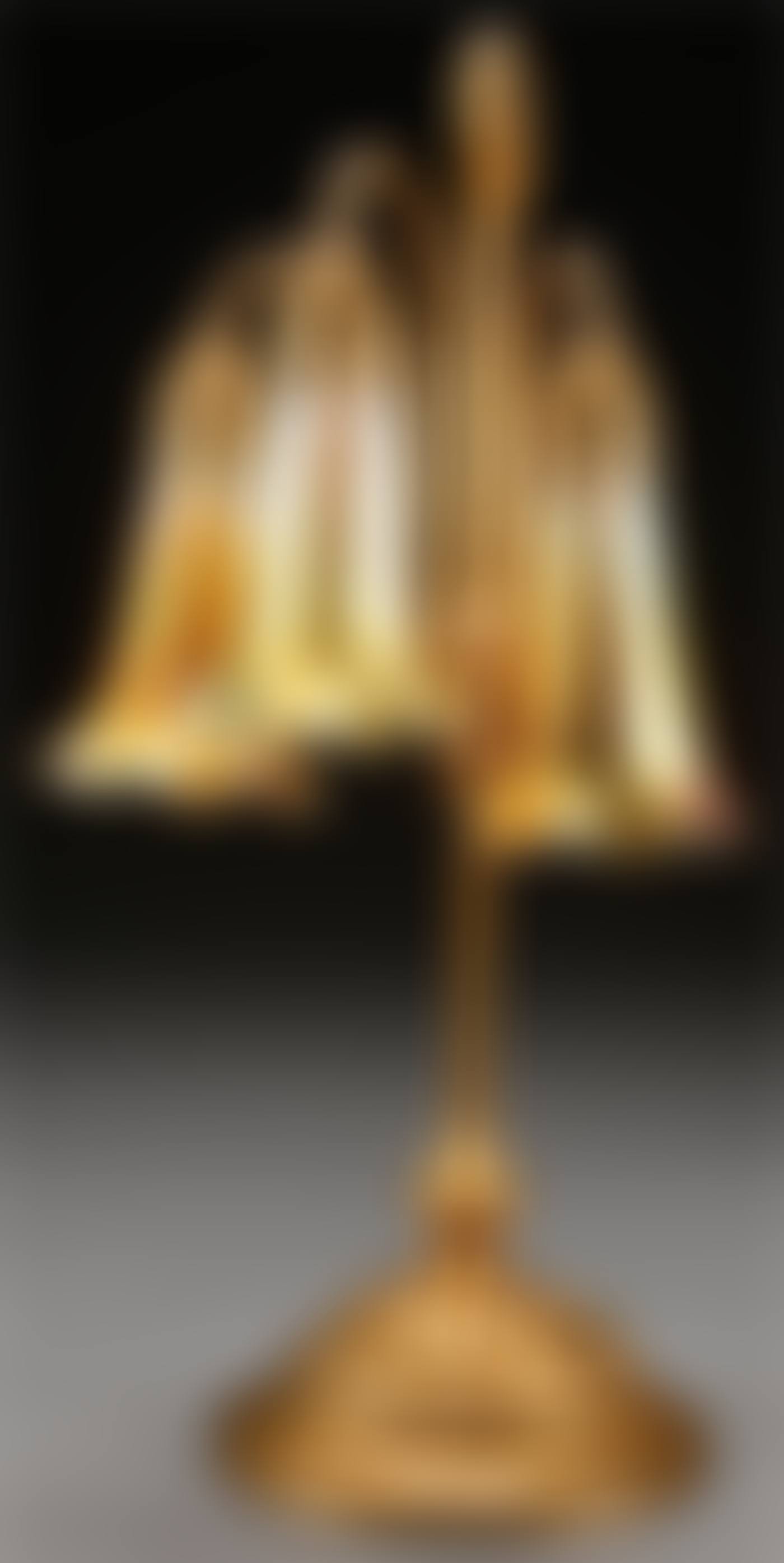 A TIFFANY STUDIOS ETCHED DORE BRONZE AND FAVRILE GLASS LILY LAMP (preview)