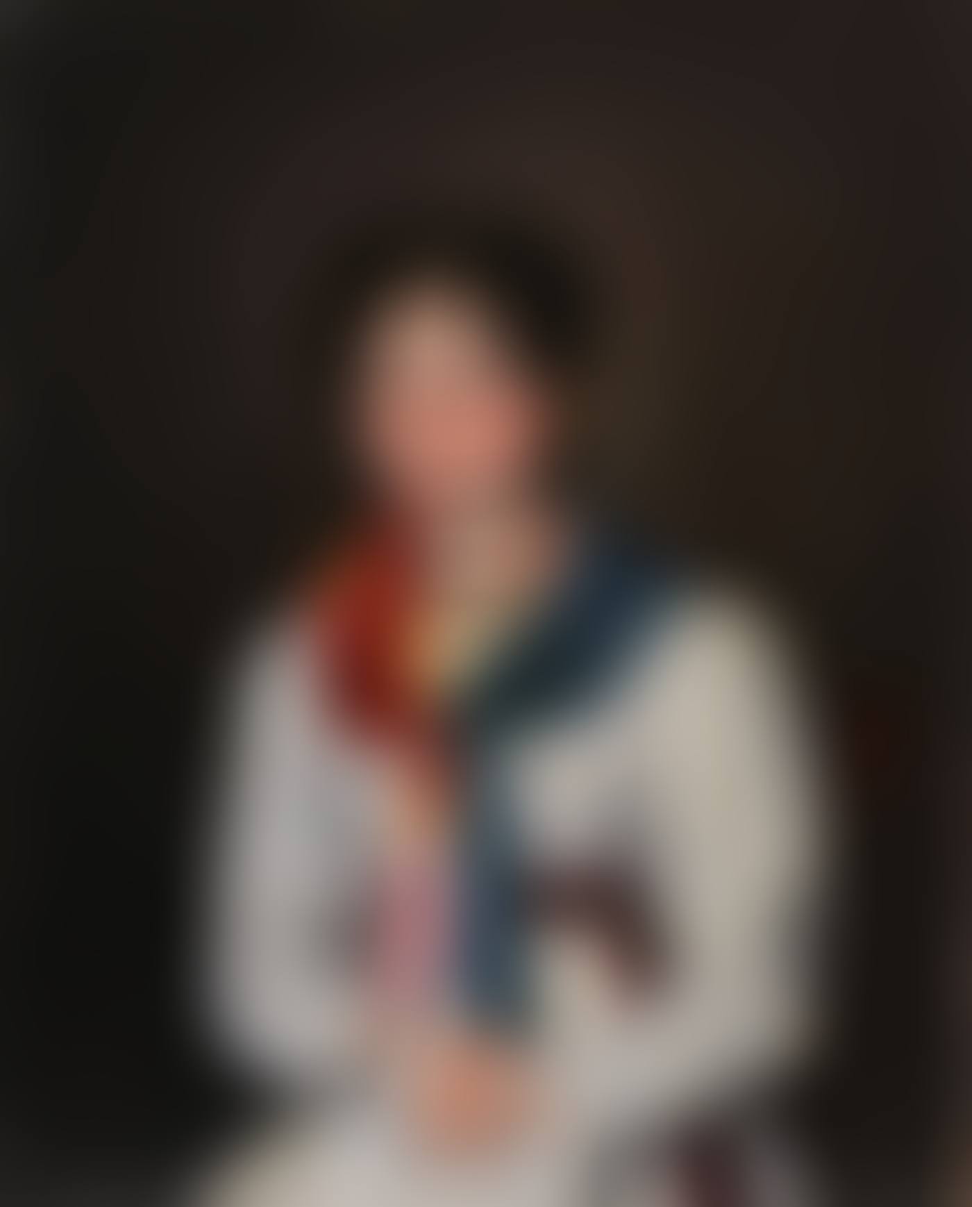 Portrait of a Woman with Sausage Curls Wearing a Multi-Colored Silk Scarf (preview)