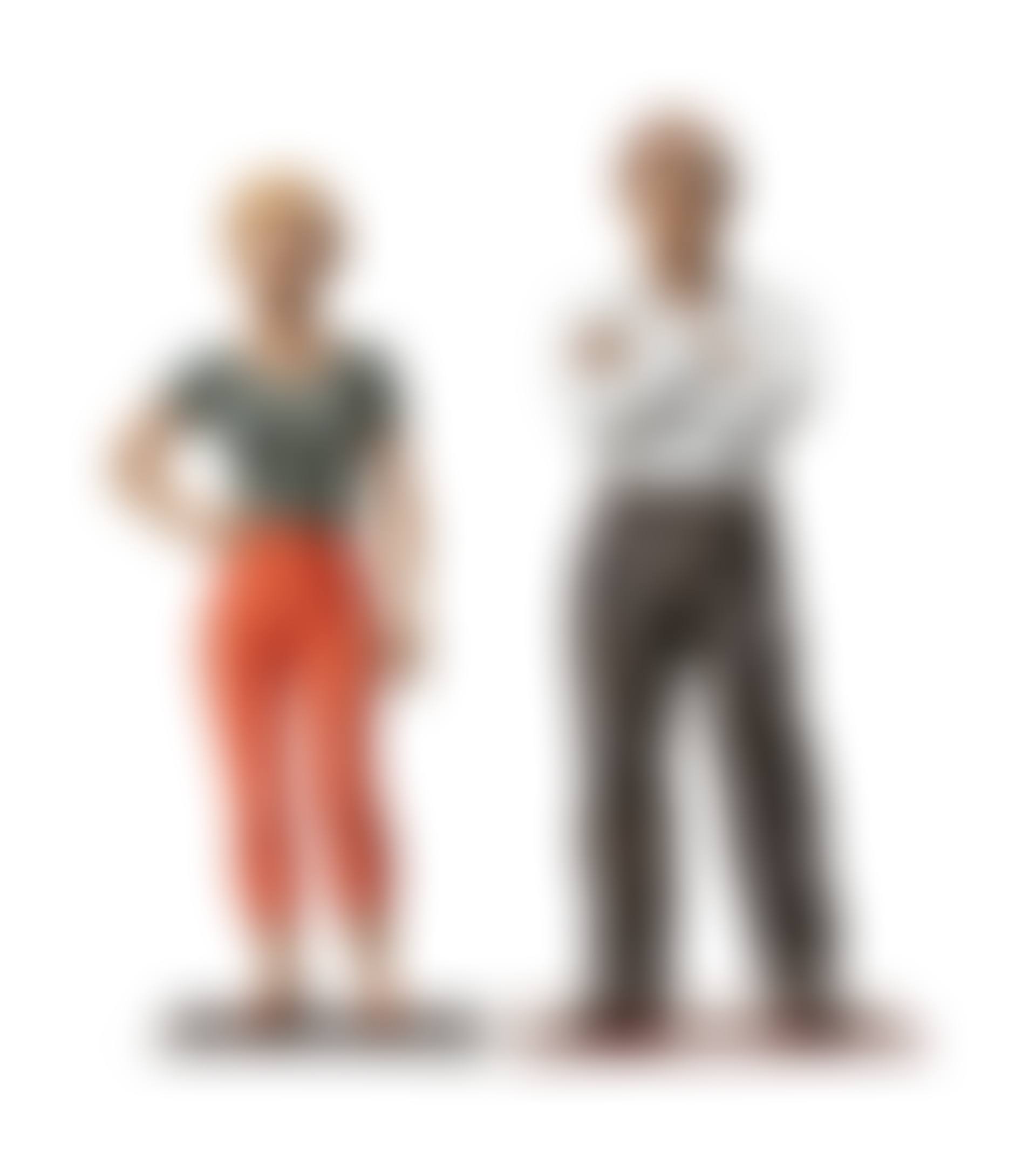 i. Man in White Shirt; ii. Woman in Orange Pants with Hand on Hip [Two works] (preview)