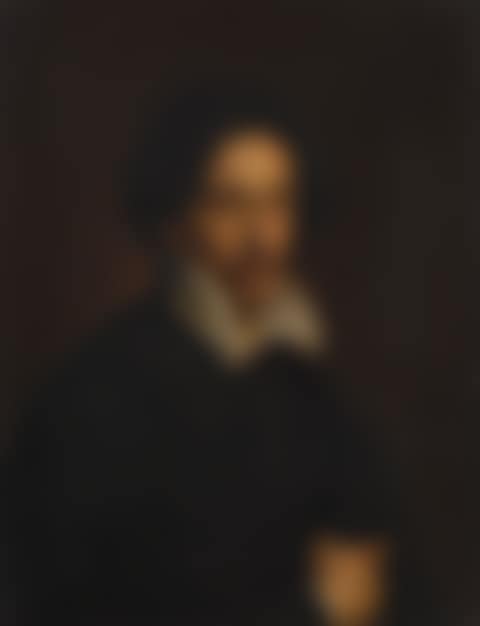 PORTRAIT OF A MAN WITH A MOUSTACHE, HALF-LENGTH, WEARING BLACK WITH A WHITE COLLAR (preview)