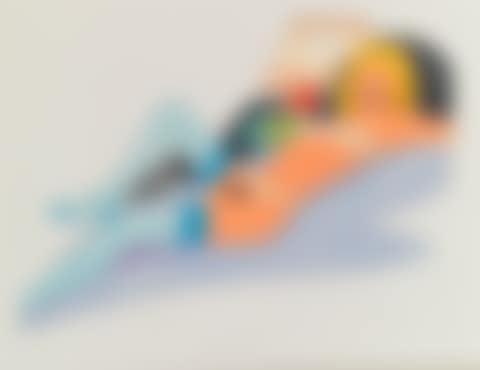 STUDY FOR STOCKINGED NUDE WITH FISH BOWL (PURPLE BLANKET, BLACK PILLOW) (preview)