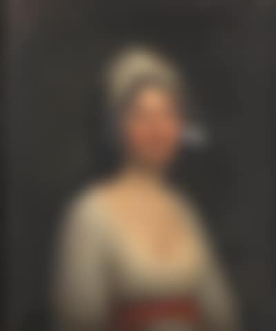 Portrait of Jane Ormsby, half-length, in a white dress with a red sash  (preview)
