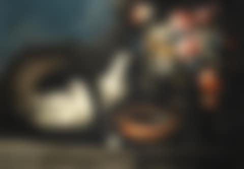 An urn of flowers with two birds and a dish of water (preview)
