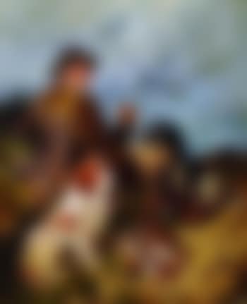 A sportsman with his Spaniels resting in a moorland landscape (preview)