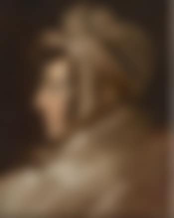 Portrait de femme au bonnet blanc de profil (preview)