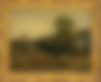 Figure and cows in landscape with duck pond (preview)