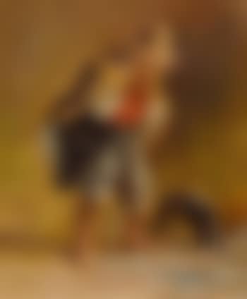 Shepherd with herding dog at a well (preview)